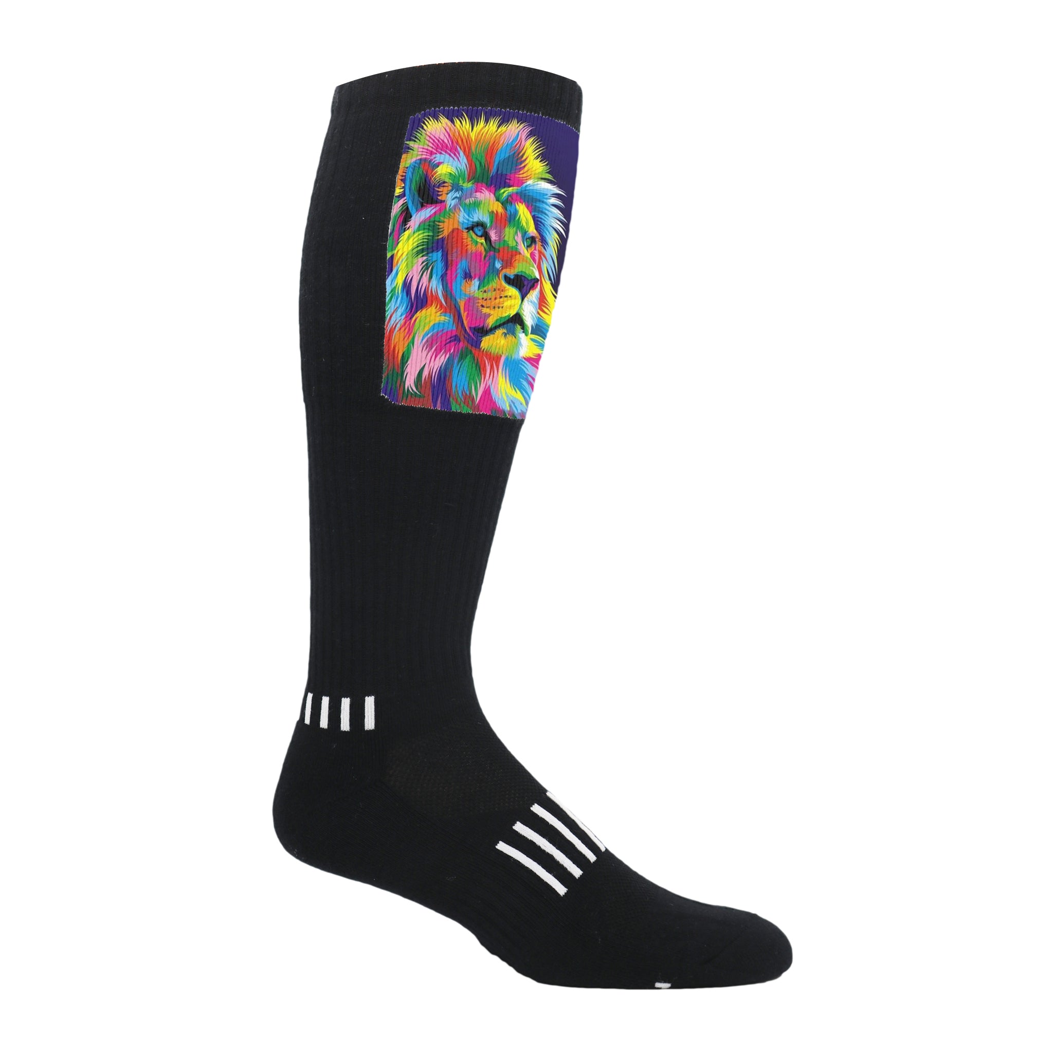 Black knee-high Block Deadlift Socks with heavy cushioning and breathable design for optimal performance.