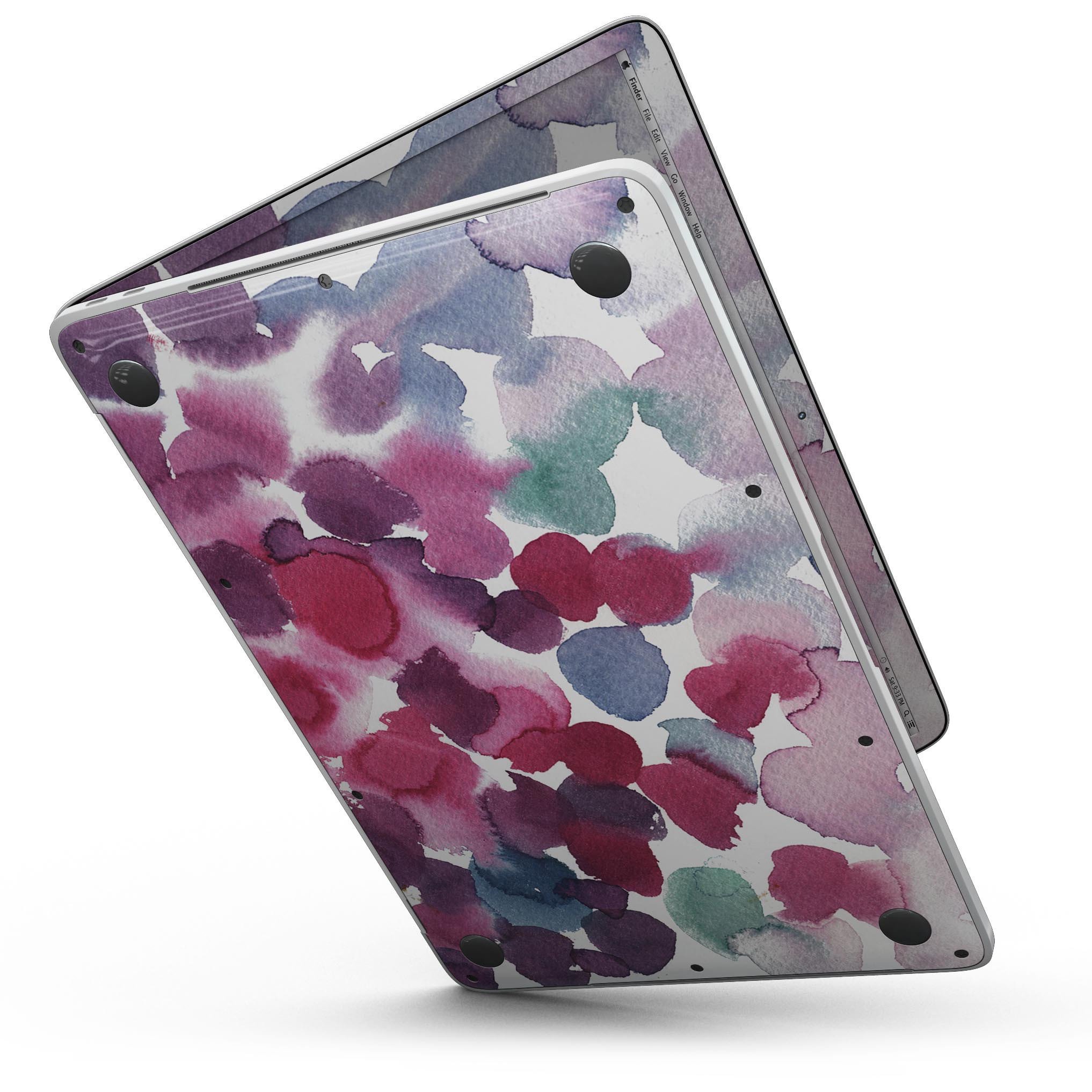 Blot 4 Absorbed Watercolor Texture skin for 13" MacBook Pro without Touch Bar, showcasing vibrant watercolor design and premium vinyl material.