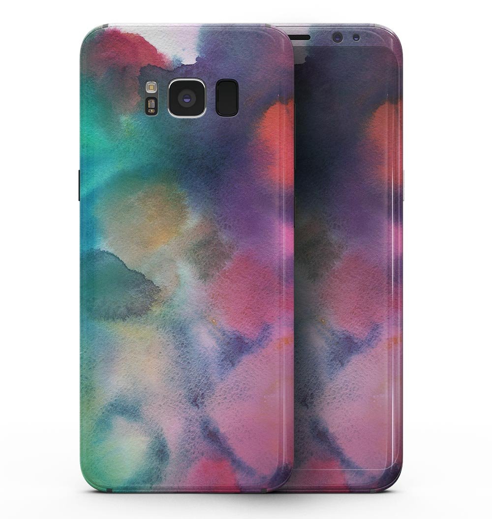 Blotted 534 Absorbed Watercolor Texture skin for Samsung Galaxy S8, showcasing vibrant colors and artistic design.