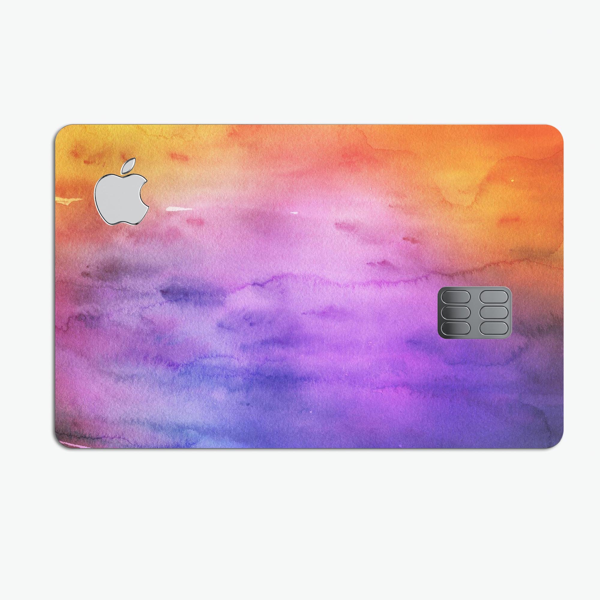 Blotted 6482 Absorbed Watercolor Texture decal applied on an Apple Card, showcasing its vibrant design and premium finish.