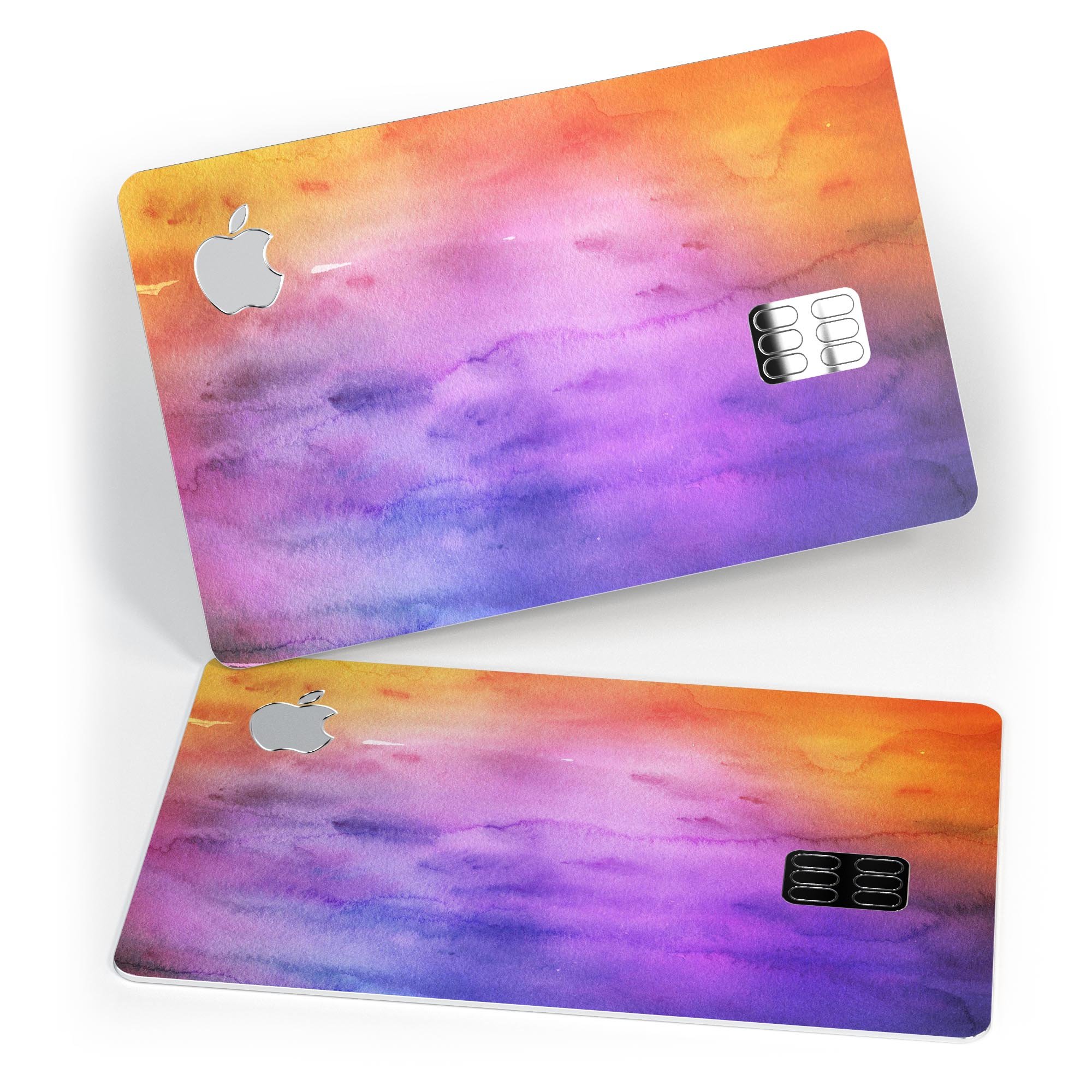 Blotted 6482 Absorbed Watercolor Texture decal applied on an Apple Card, showcasing its vibrant design and premium finish.