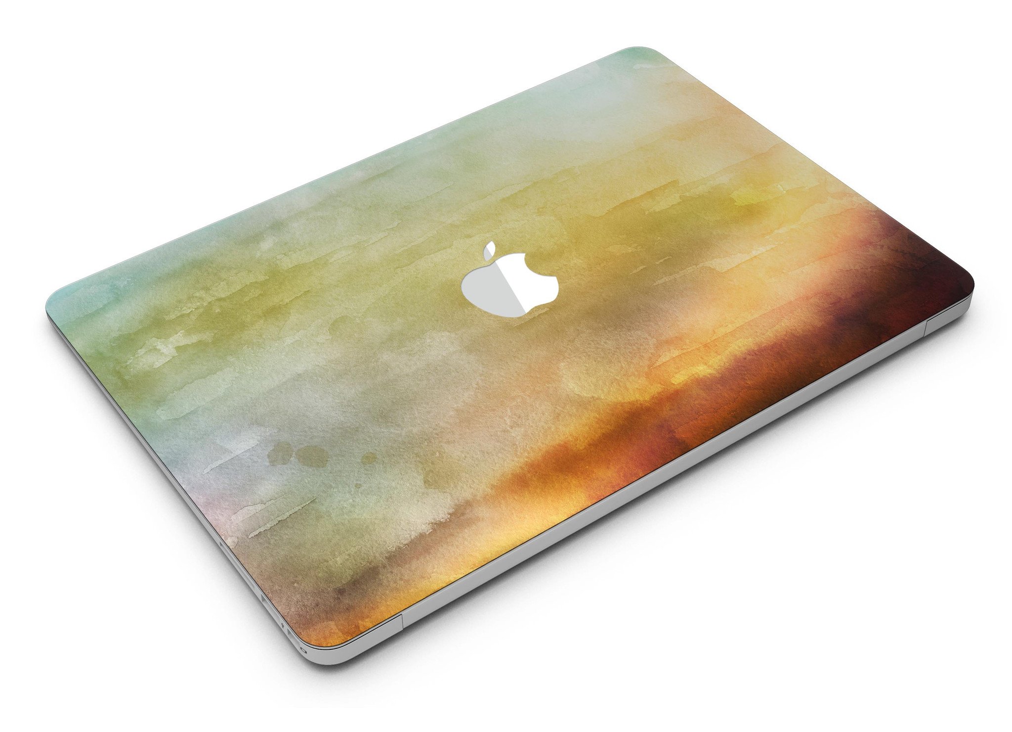 Blotted 672534 Absorbed Watercolor Texture skin applied on a MacBook Air, showcasing vibrant colors and a sleek design.