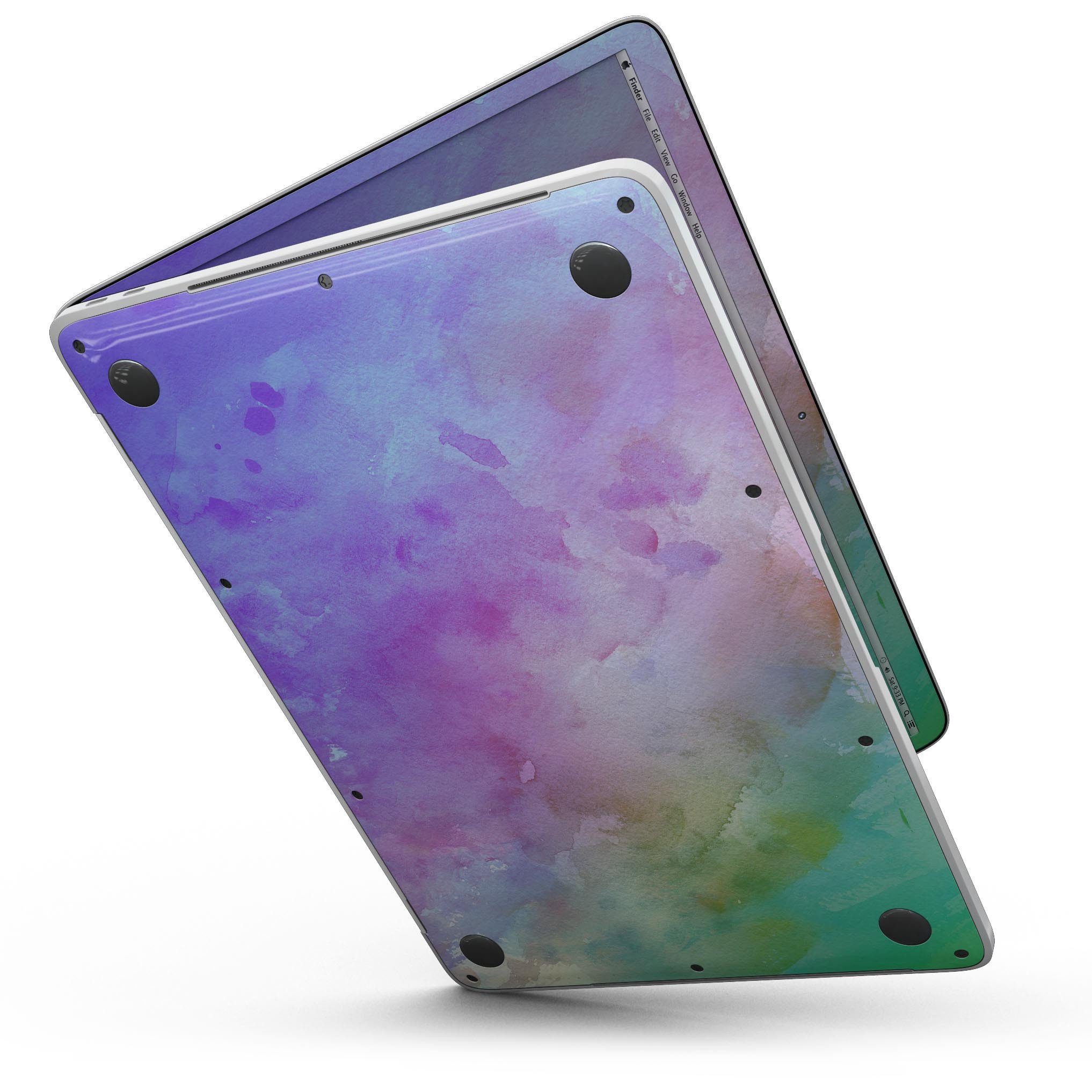 Blotted 6752 Absorbed Watercolor Texture skin for 13" MacBook Pro, showcasing vibrant colors and artistic design.