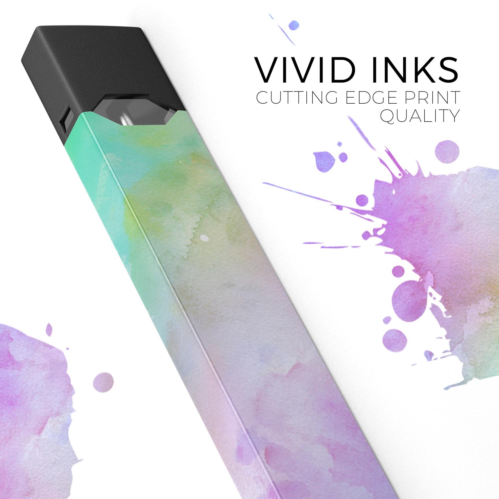 Blotted 6752 Absorbed Watercolor Texture decal for JUUL device, showcasing vibrant colors and a protective finish.