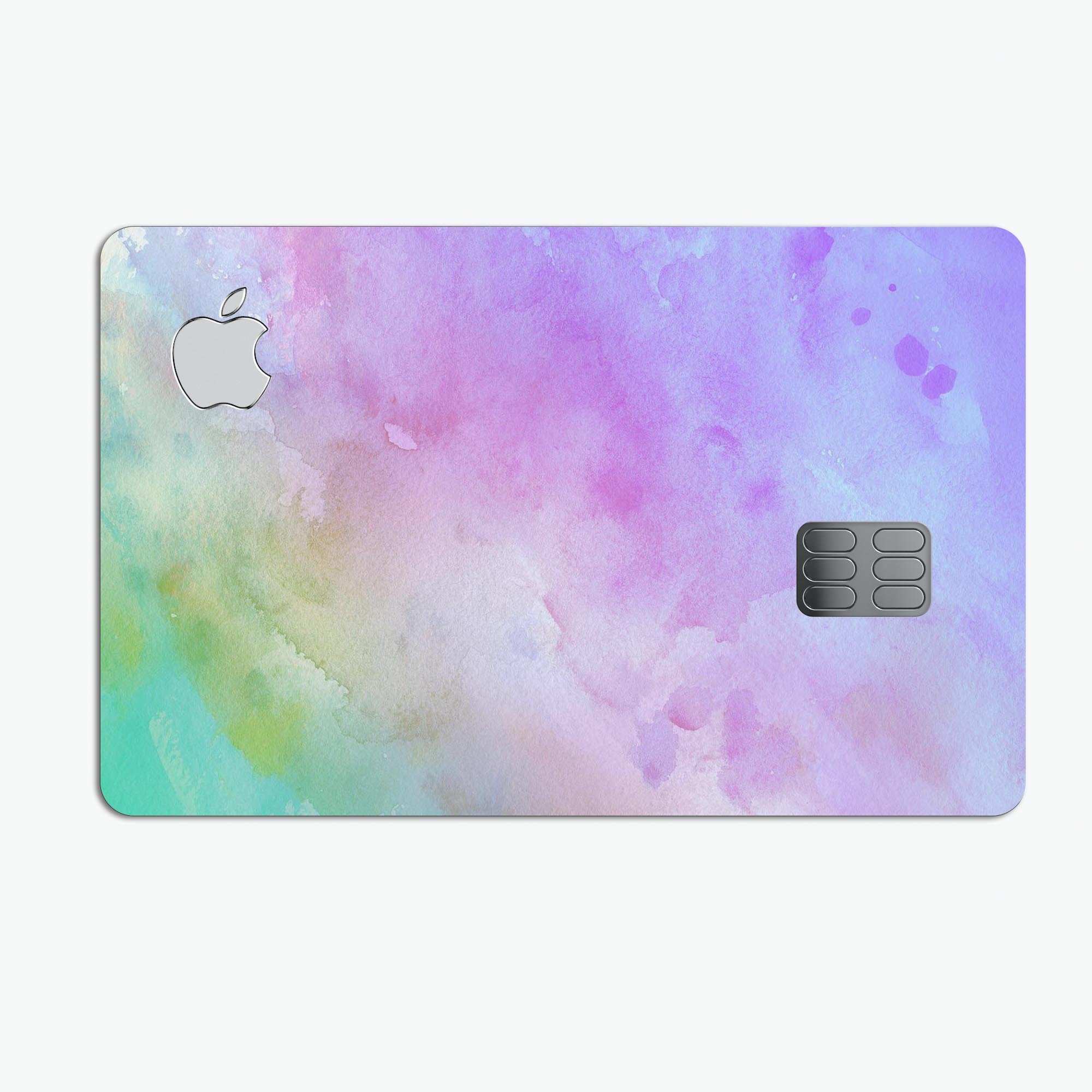 Blotted 6752 Absorbed Watercolor Texture decal applied on an Apple Card, showcasing its premium design and protective features.