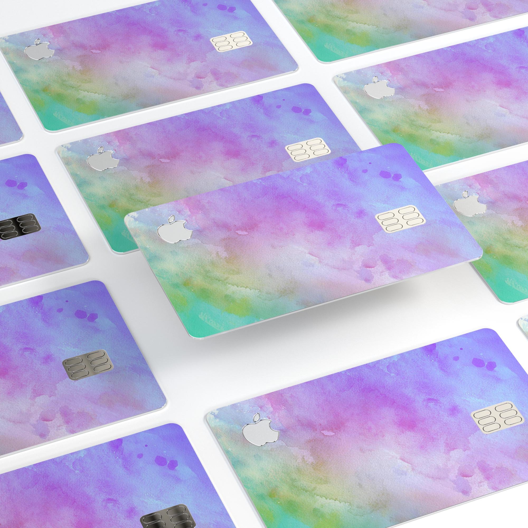 Blotted 6752 Absorbed Watercolor Texture decal applied on an Apple Card, showcasing its premium design and protective features.