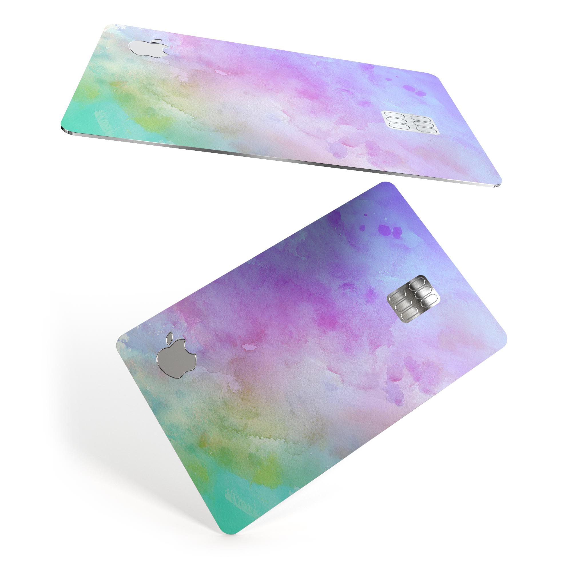 Blotted 6752 Absorbed Watercolor Texture decal applied on an Apple Card, showcasing its premium design and protective features.