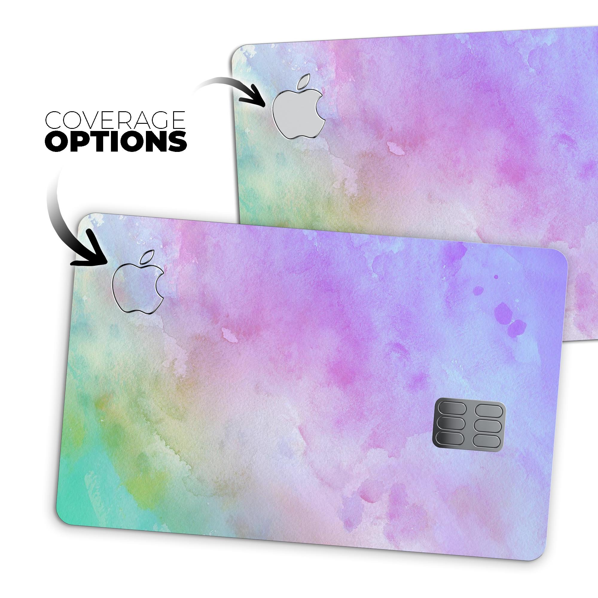 Blotted 6752 Absorbed Watercolor Texture decal applied on an Apple Card, showcasing its premium design and protective features.