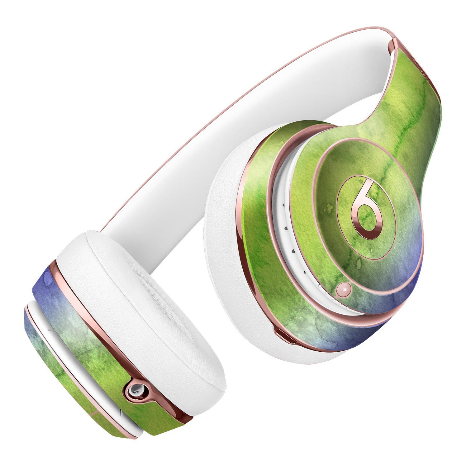 Blotted Blue 73 Absorbed Watercolor Texture Skin Kit for Beats by Dre Solo 3 Wireless Headphones, showcasing vibrant colors and premium vinyl material.