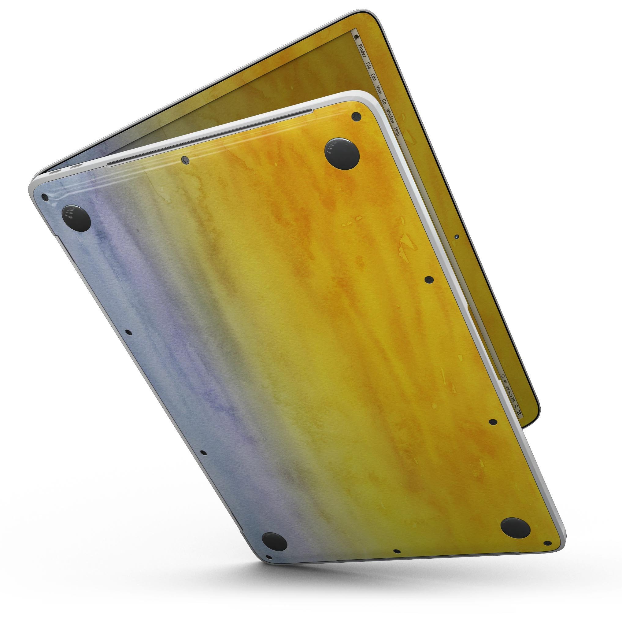 Blotted Gold 42 Absorbed Watercolor Texture skin for 13" MacBook Pro without Touch Bar, showcasing vibrant colors and sleek design.