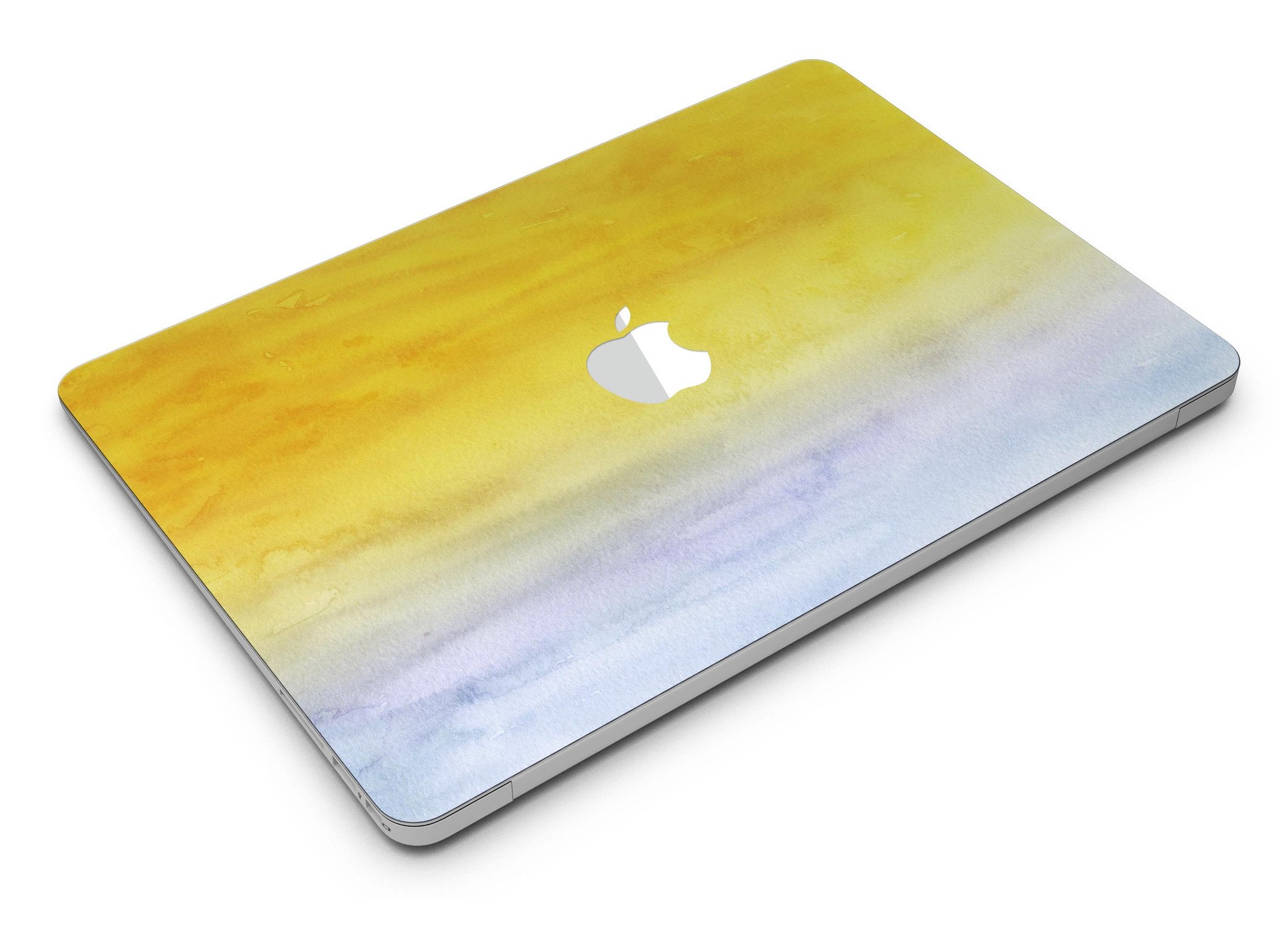 Blotted Gold 42 Absorbed Watercolor Texture MacBook Air Skin Kit showcasing vibrant watercolor design on a sleek MacBook Air.