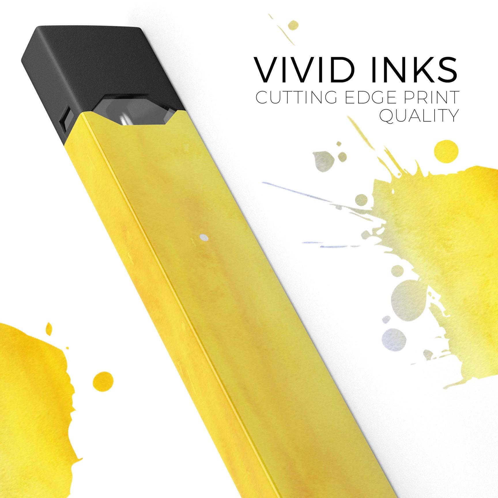 Blotted Gold 42 Absorbed Watercolor Texture decal for JUUL vaping device, showcasing vibrant colors and a sleek design.