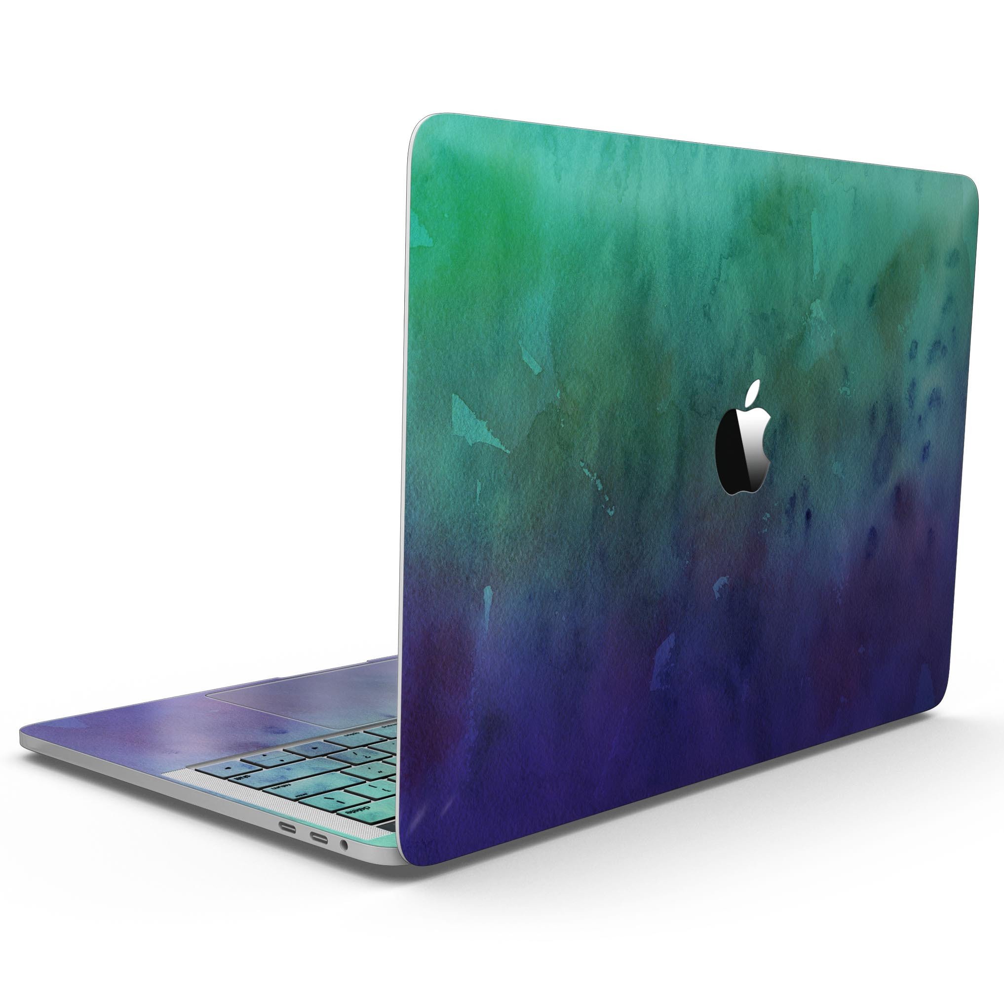 Blotted Green 97 Absorbed Watercolor Texture skin for 13" MacBook Pro without Touch Bar, showcasing vibrant colors and a sleek design.