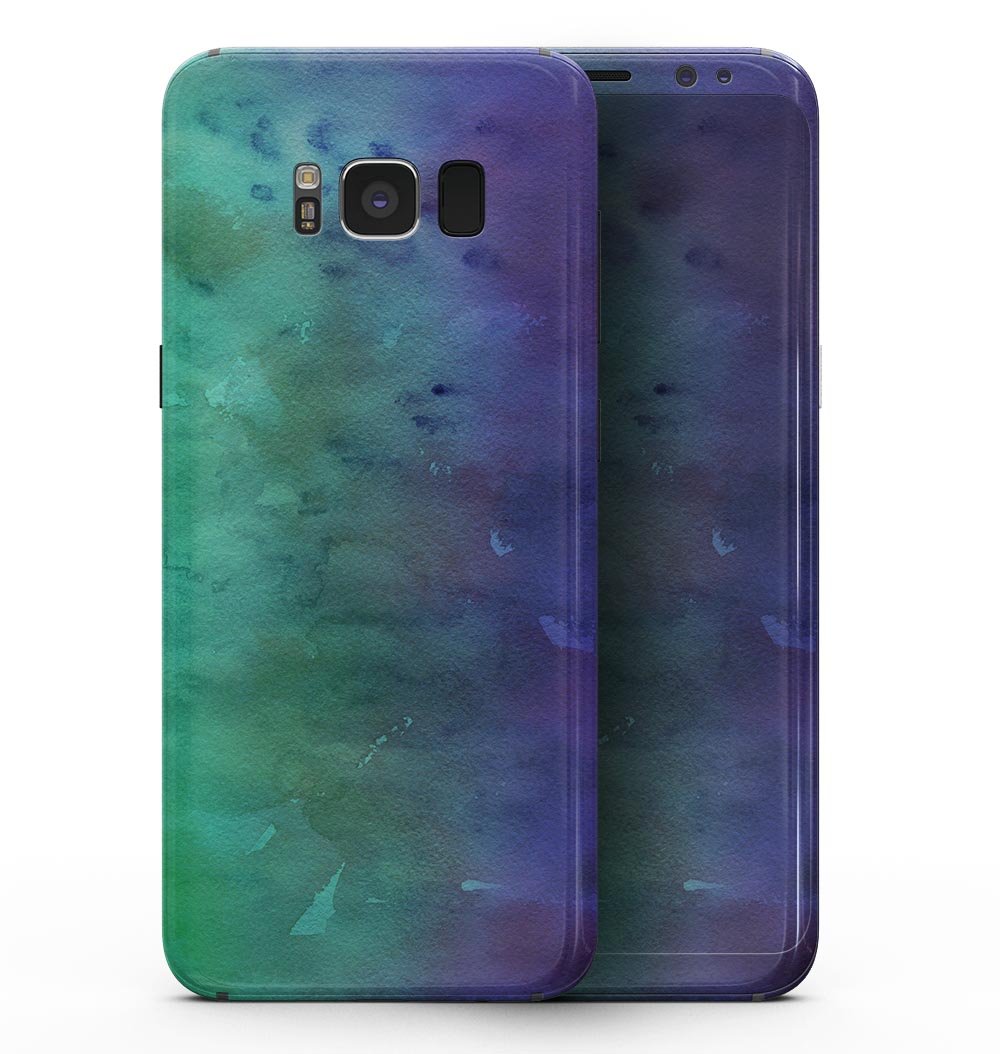 Blotted Green 97 Absorbed Watercolor Texture skin for Samsung Galaxy S8, showcasing vibrant colors and a sleek design.