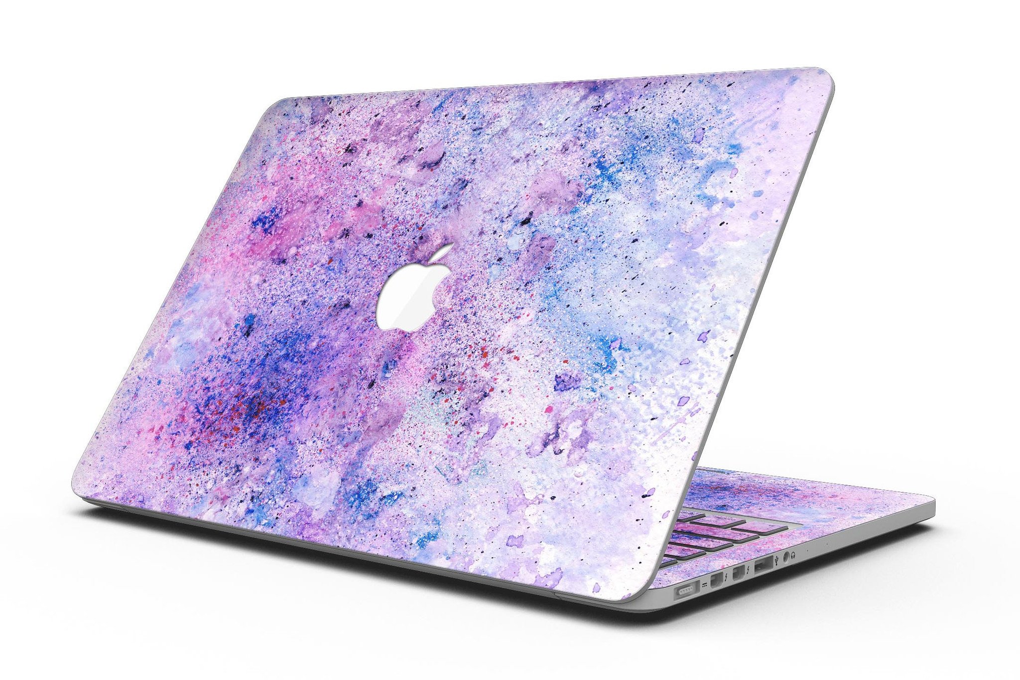 Blotted pink and purple textured skin for MacBook Pro with Retina Display, showcasing vibrant colors and a stylish design.