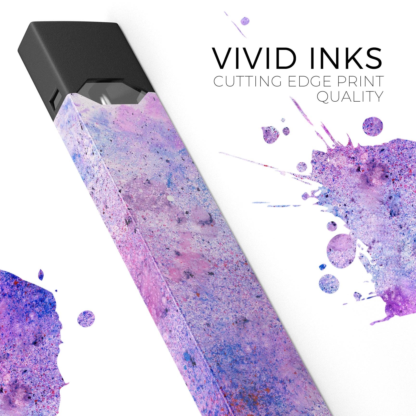 Blotted Pink and Purple Texture skin-wrap for JUUL device, showcasing vibrant colors and a sleek design.