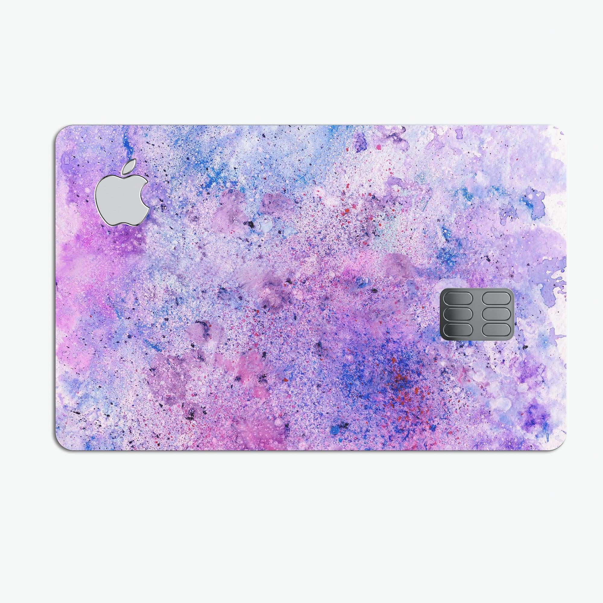 Blotted Pink and Purple Texture skin kit for Apple Card, showcasing vibrant colors and a protective design.