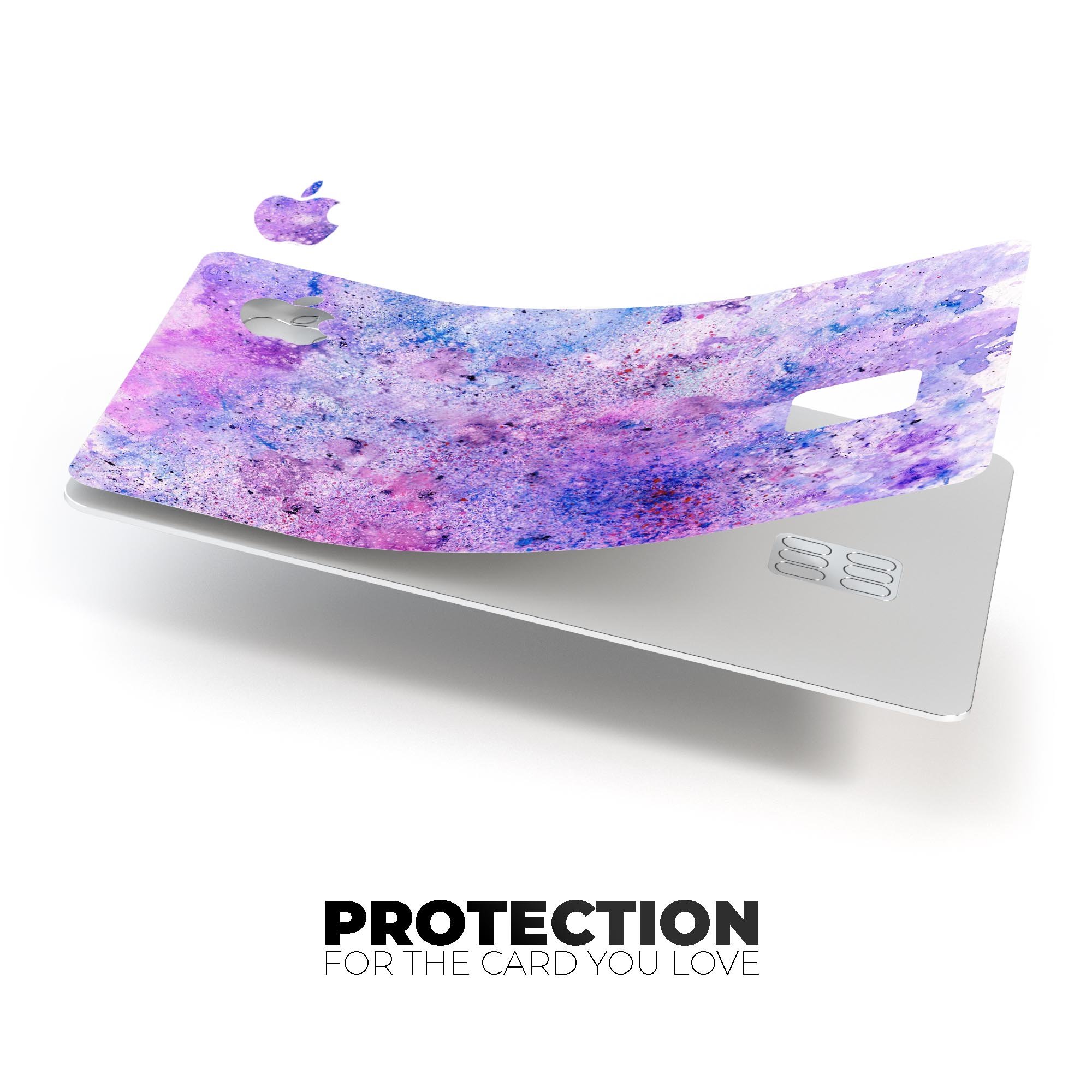 Blotted Pink and Purple Texture skin kit for Apple Card, showcasing vibrant colors and a protective design.