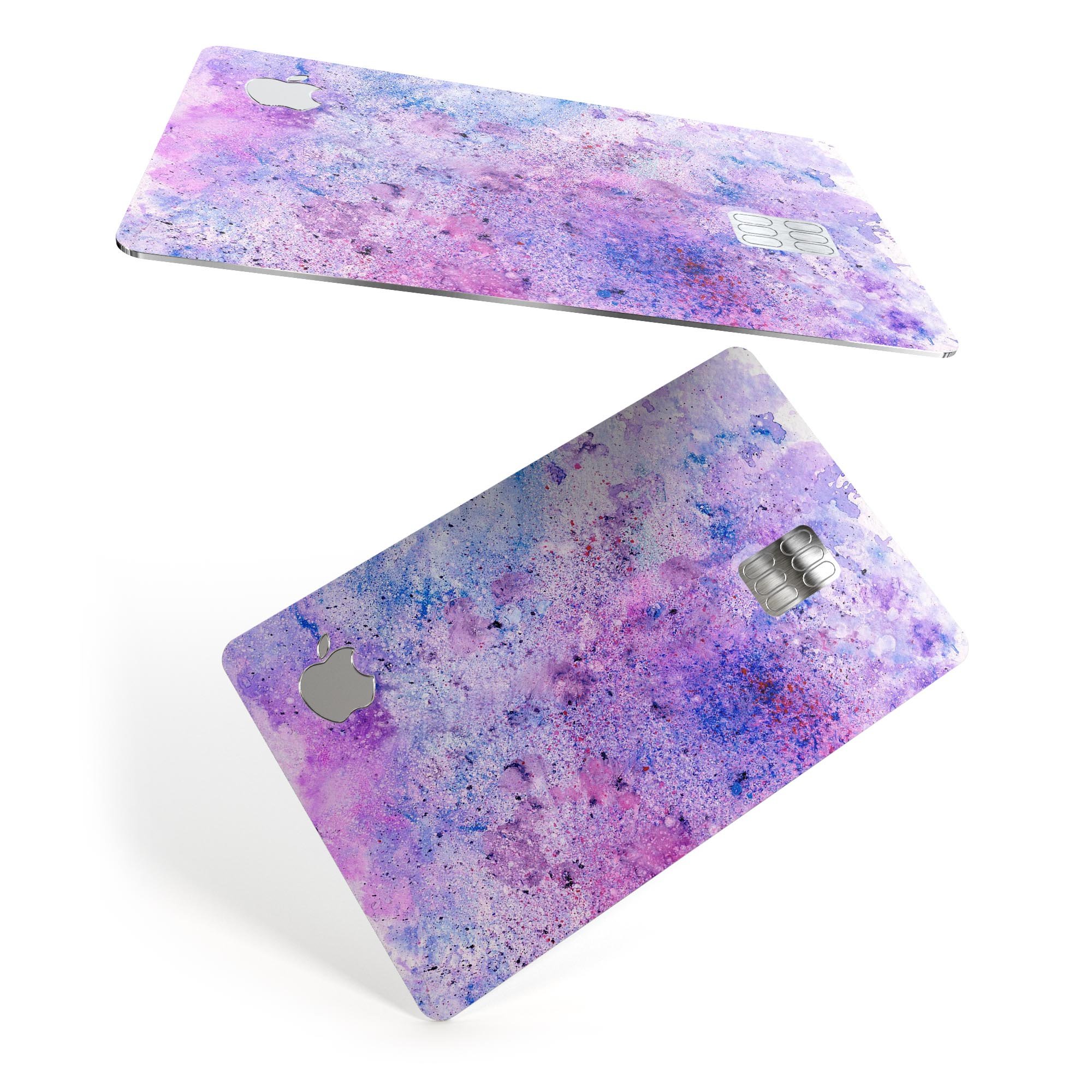 Blotted Pink and Purple Texture skin kit for Apple Card, showcasing vibrant colors and a protective design.