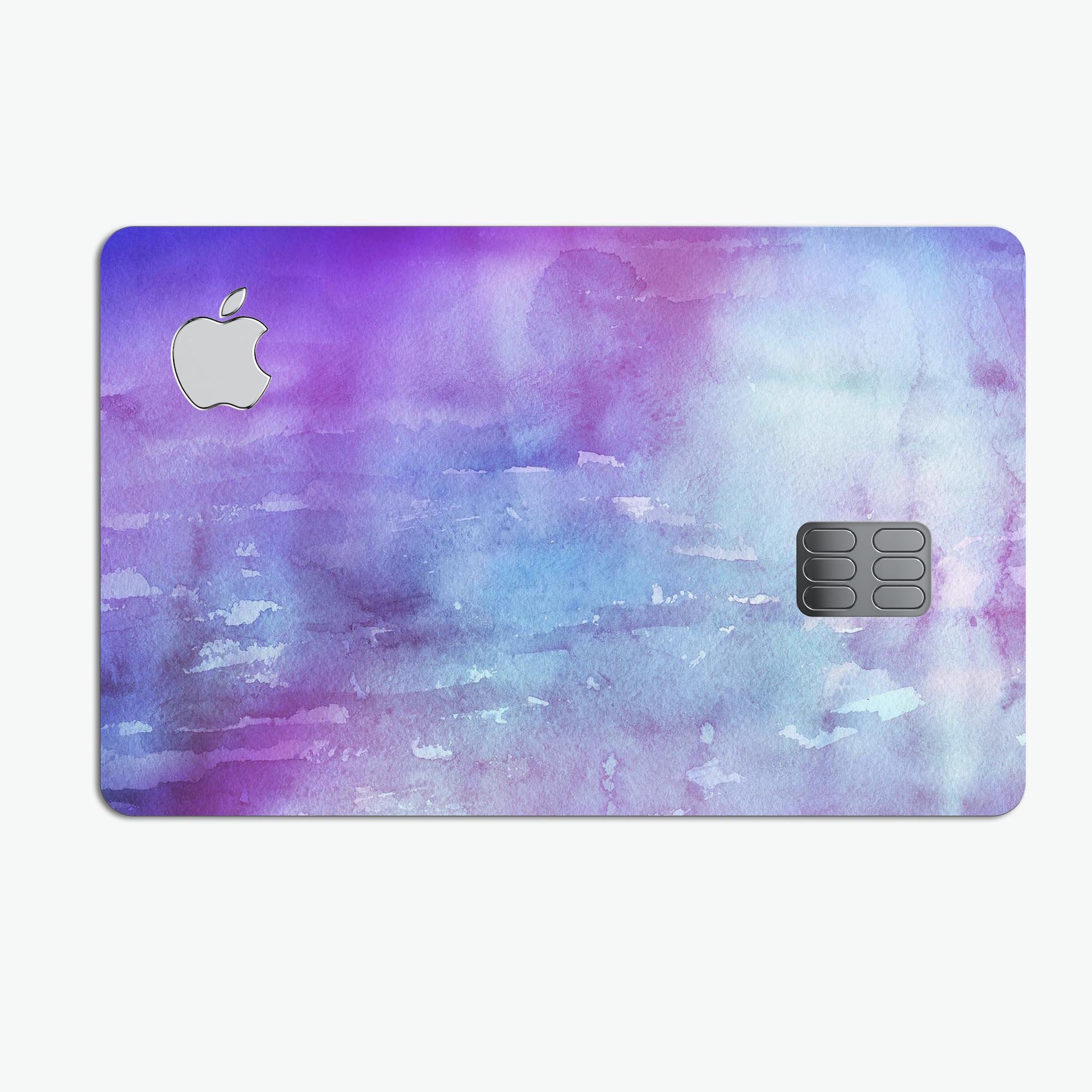 Blotted Purple 896 Absorbed Watercolor Texture skin for Apple Card, showcasing vibrant colors and premium vinyl material.