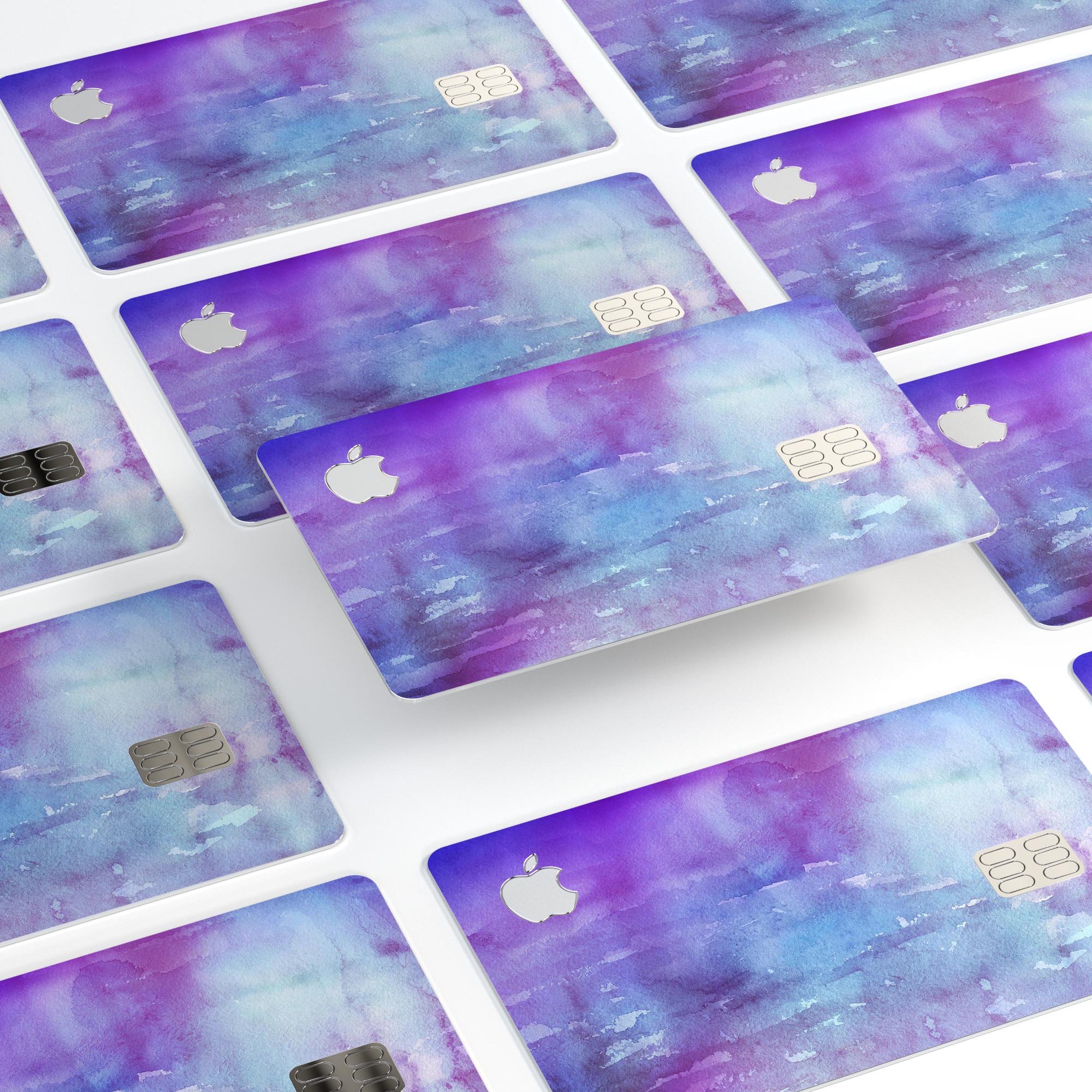 Blotted Purple 896 Absorbed Watercolor Texture skin for Apple Card, showcasing vibrant colors and premium vinyl material.