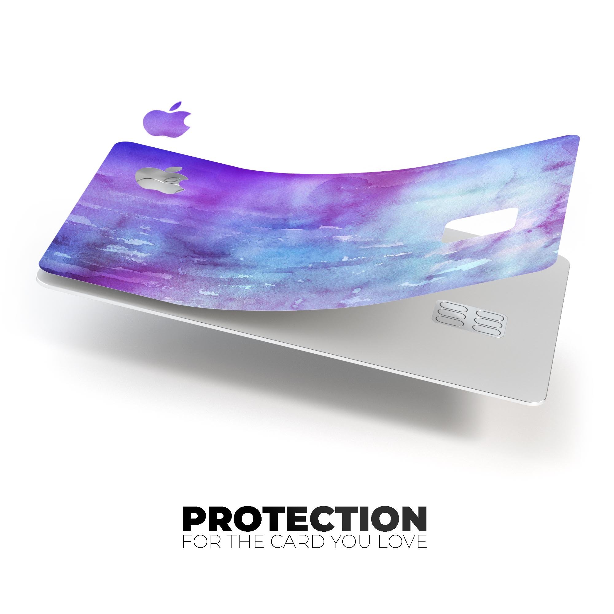 Blotted Purple 896 Absorbed Watercolor Texture skin for Apple Card, showcasing vibrant colors and premium vinyl material.