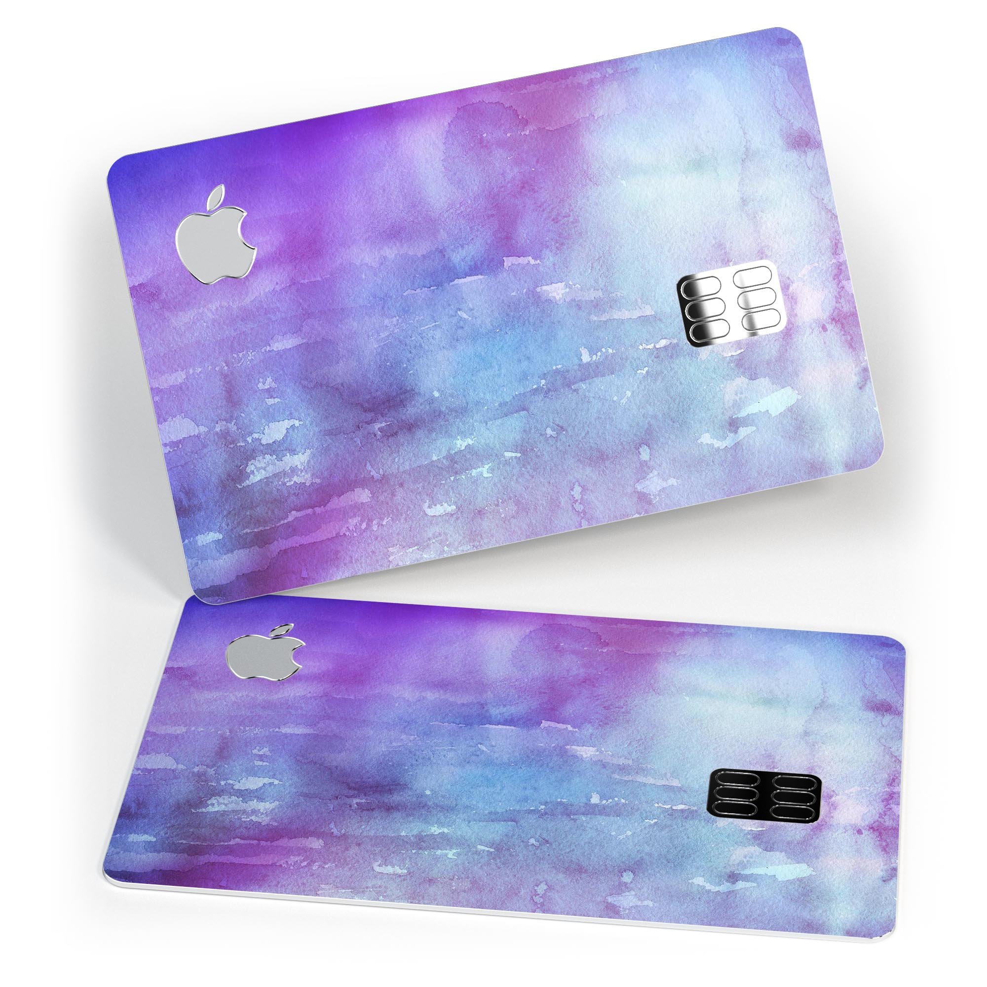 Blotted Purple 896 Absorbed Watercolor Texture skin for Apple Card, showcasing vibrant colors and premium vinyl material.