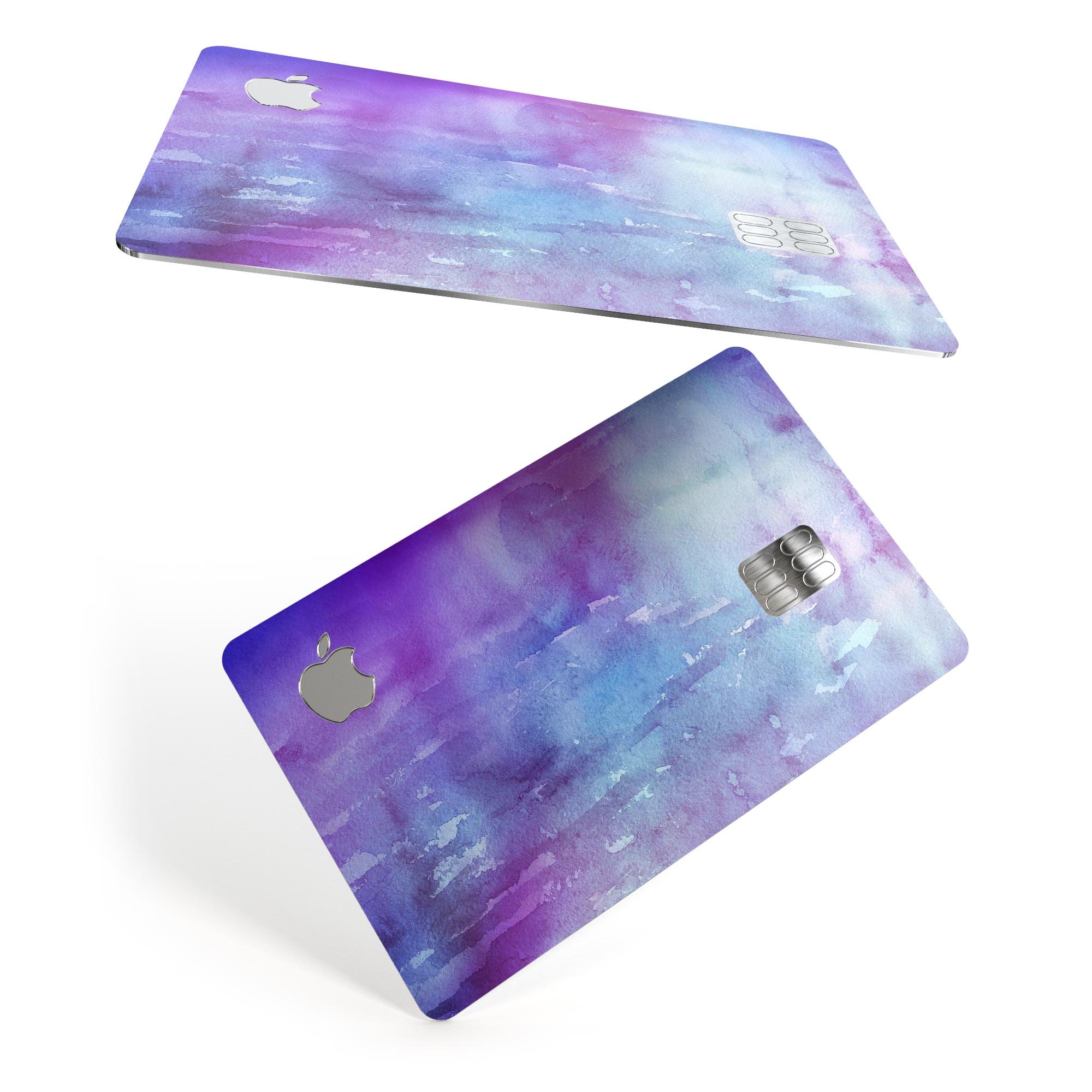 Blotted Purple 896 Absorbed Watercolor Texture skin for Apple Card, showcasing vibrant colors and premium vinyl material.