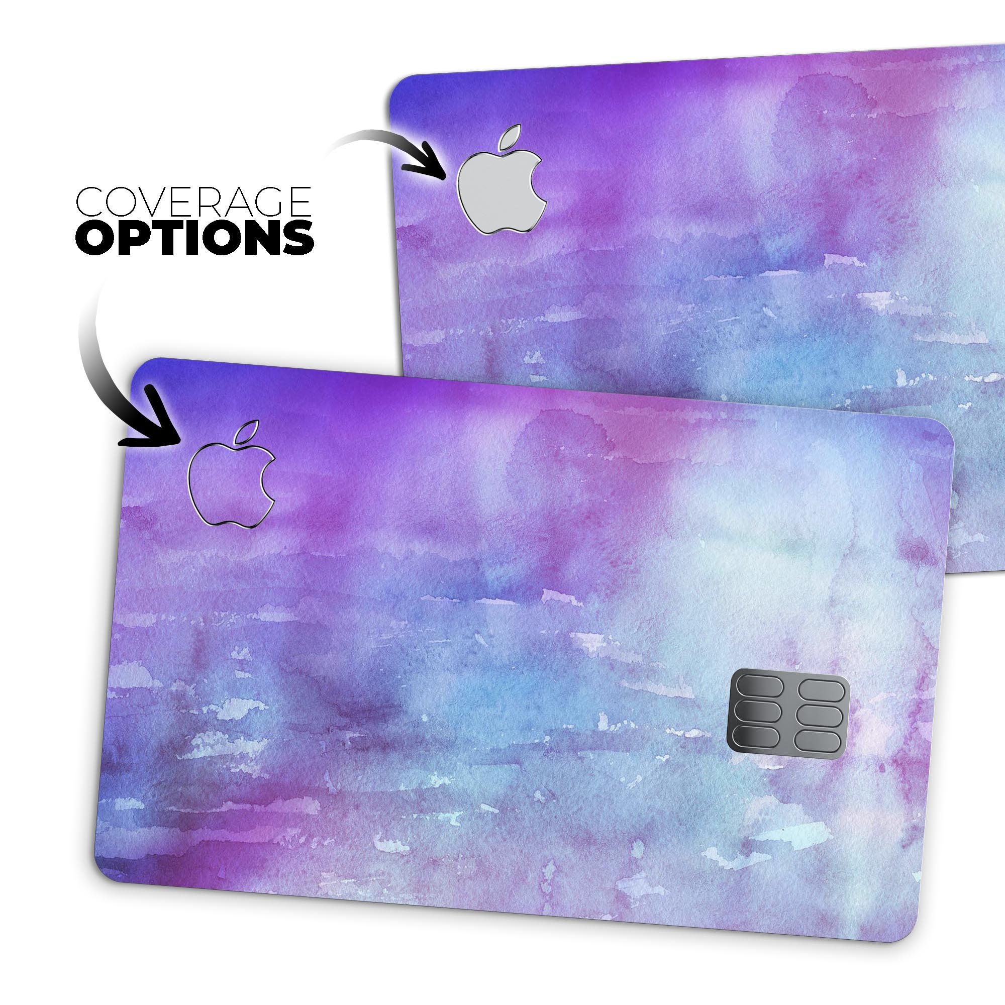 Blotted Purple 896 Absorbed Watercolor Texture skin for Apple Card, showcasing vibrant colors and premium vinyl material.