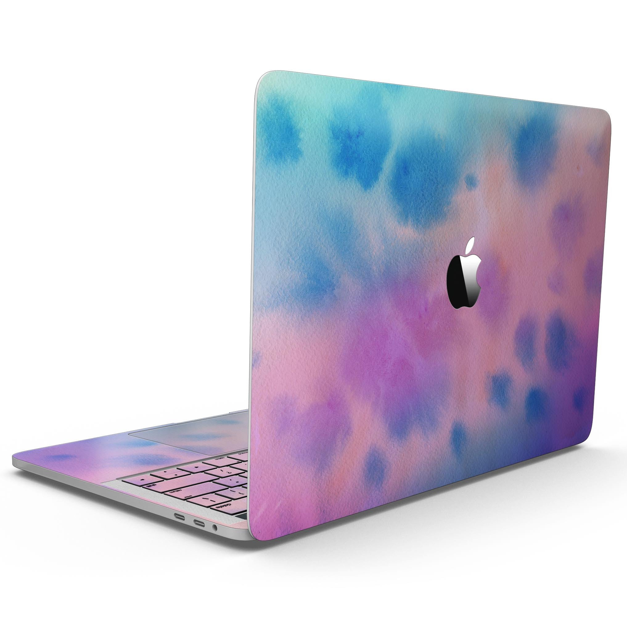 Blots 642 Absorbed Watercolor Texture skin for 13" MacBook Pro without Touch Bar, showcasing vibrant colors and premium vinyl material.