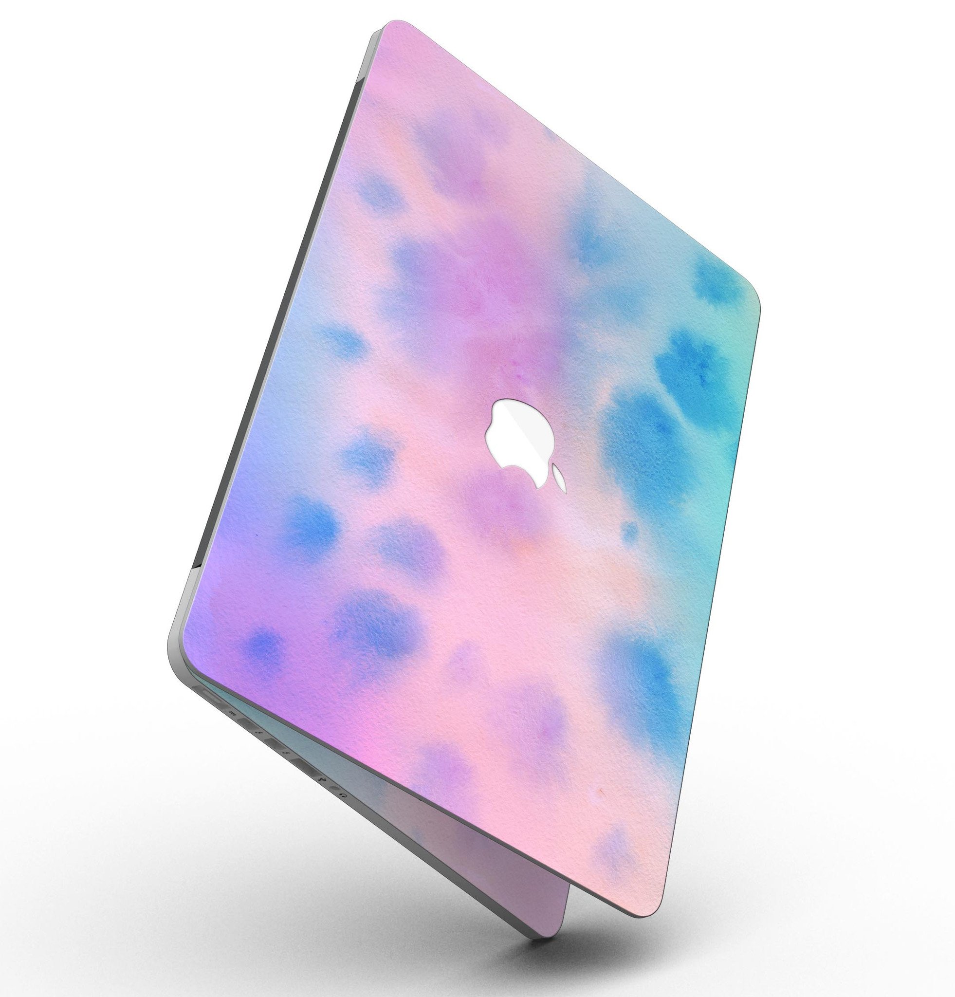 Blots 642 Absorbed Watercolor Texture skin applied to a MacBook Pro with Retina Display, showcasing vibrant colors and a stylish design.