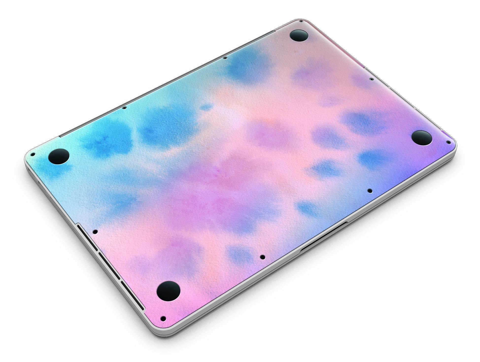 Blots 642 Absorbed Watercolor Texture skin applied to a MacBook Pro with Retina Display, showcasing vibrant colors and a stylish design.