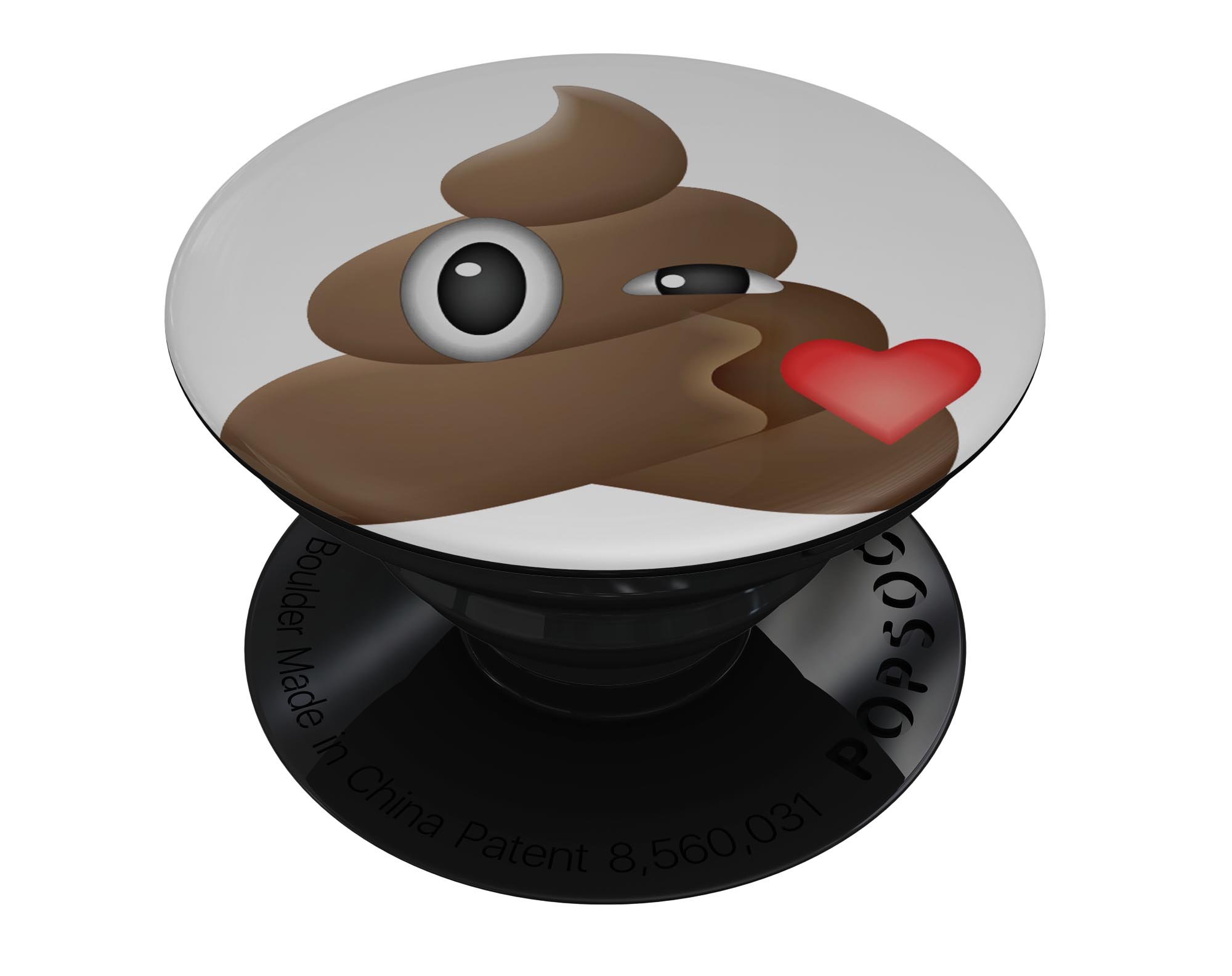 Blowing Kisses Poo Emoticon Emoji Skin Kit for PopSockets, featuring a playful design on a premium vinyl material.