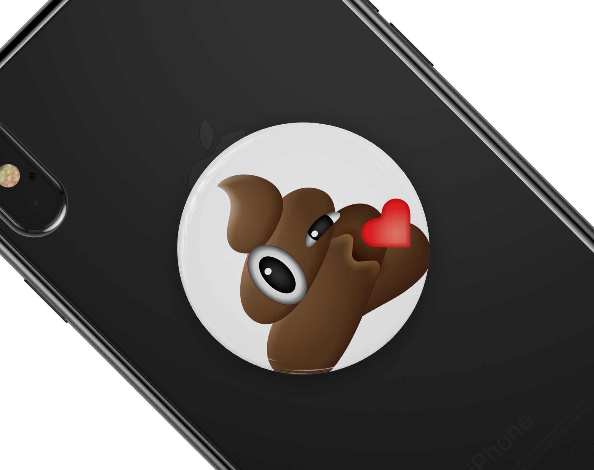 Blowing Kisses Poo Emoticon Emoji Skin Kit for PopSockets, featuring a playful design on a premium vinyl material.