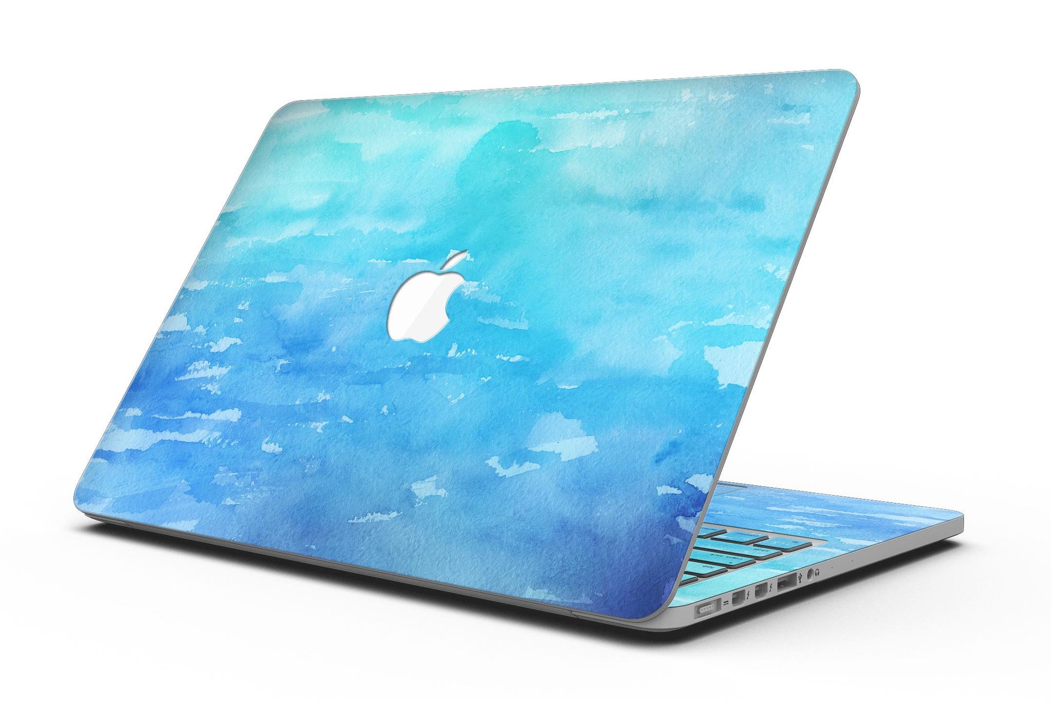 Blue 082 Absorbed Watercolor Texture skin for MacBook Pro with Retina Display, showcasing vibrant colors and a sleek design.