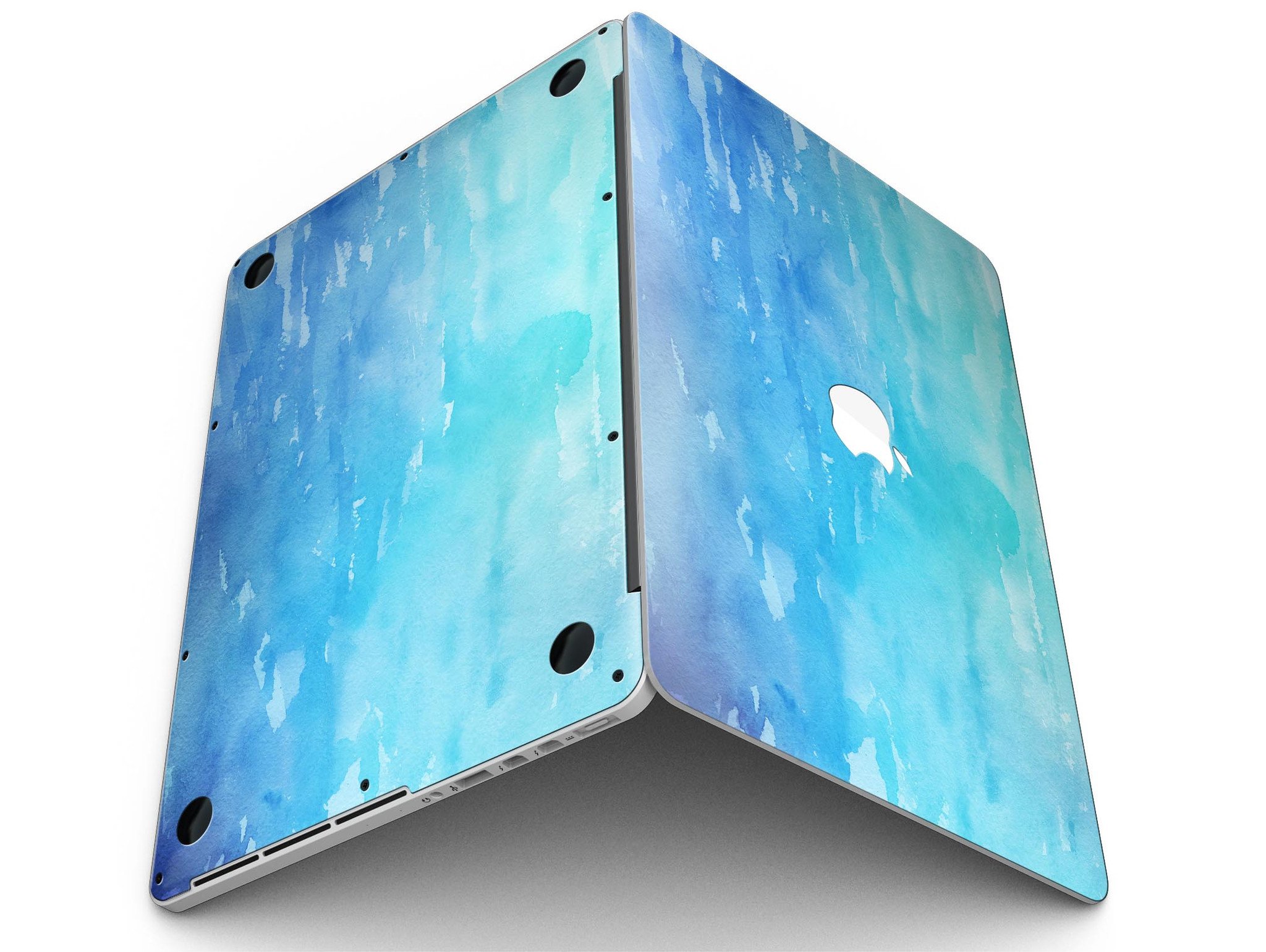 Blue 082 Absorbed Watercolor Texture skin for MacBook Pro with Retina Display, showcasing vibrant colors and a sleek design.