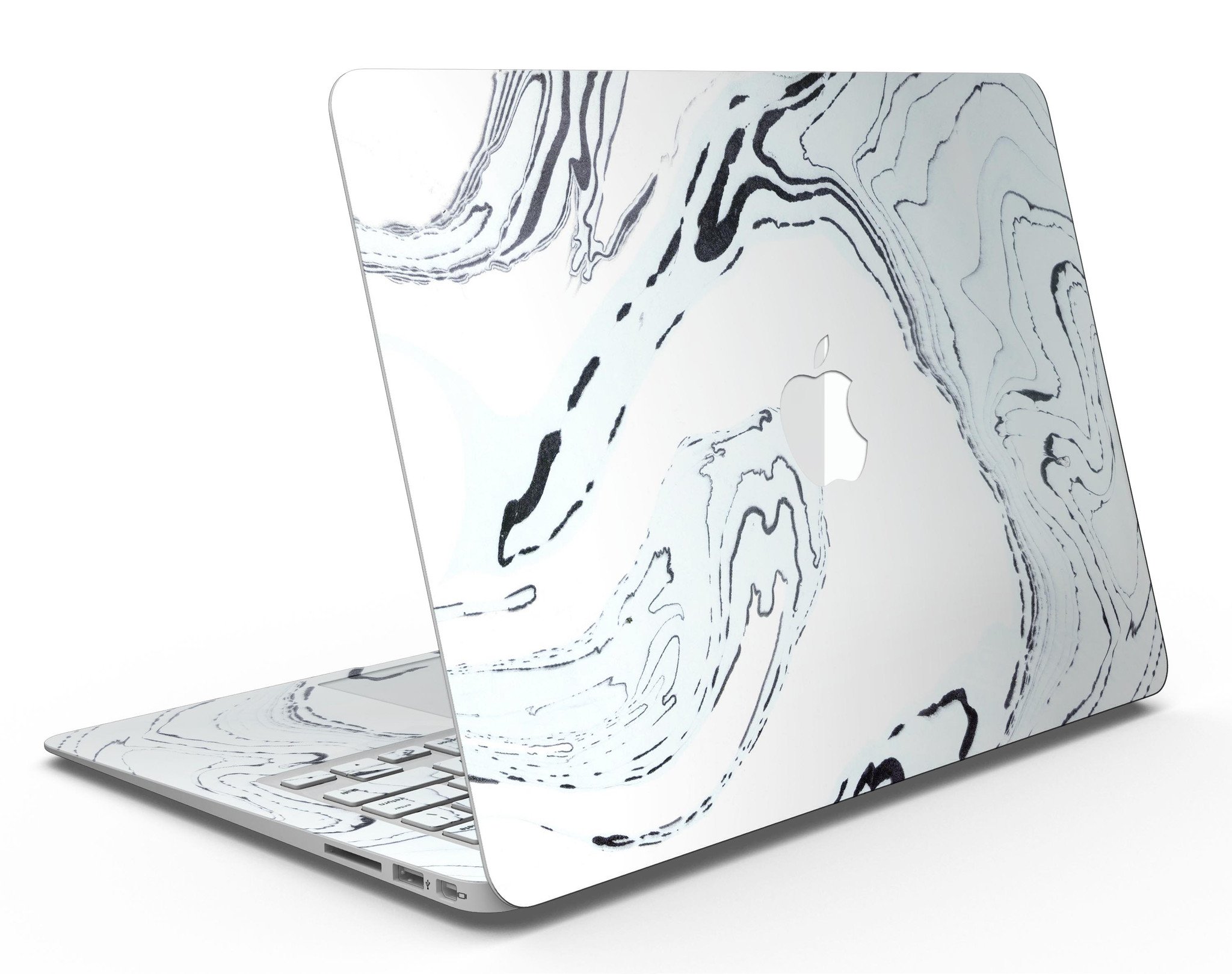 Blue 19 Textured Marble skin applied to a MacBook Air, showcasing its stylish design and premium finish.