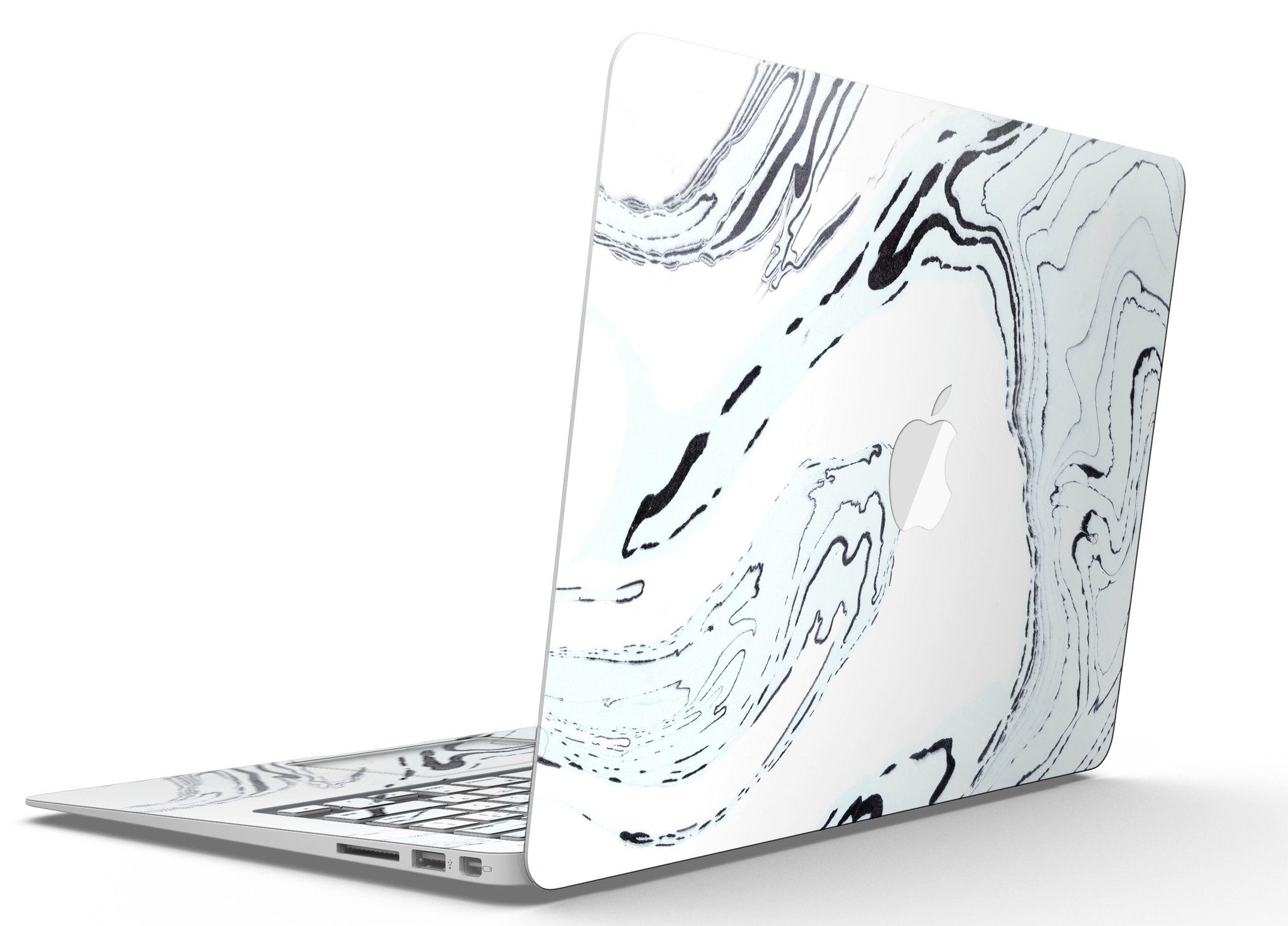 Blue 19 Textured Marble skin applied to a MacBook Air, showcasing its stylish design and premium finish.