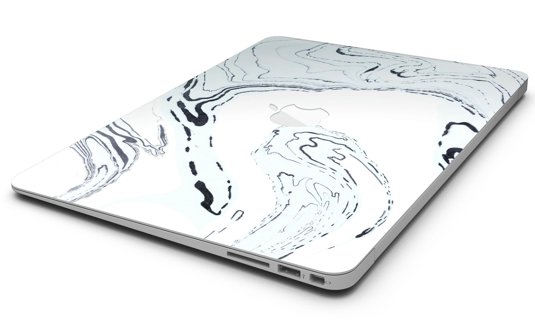 Blue 19 Textured Marble skin applied to a MacBook Air, showcasing its stylish design and premium finish.