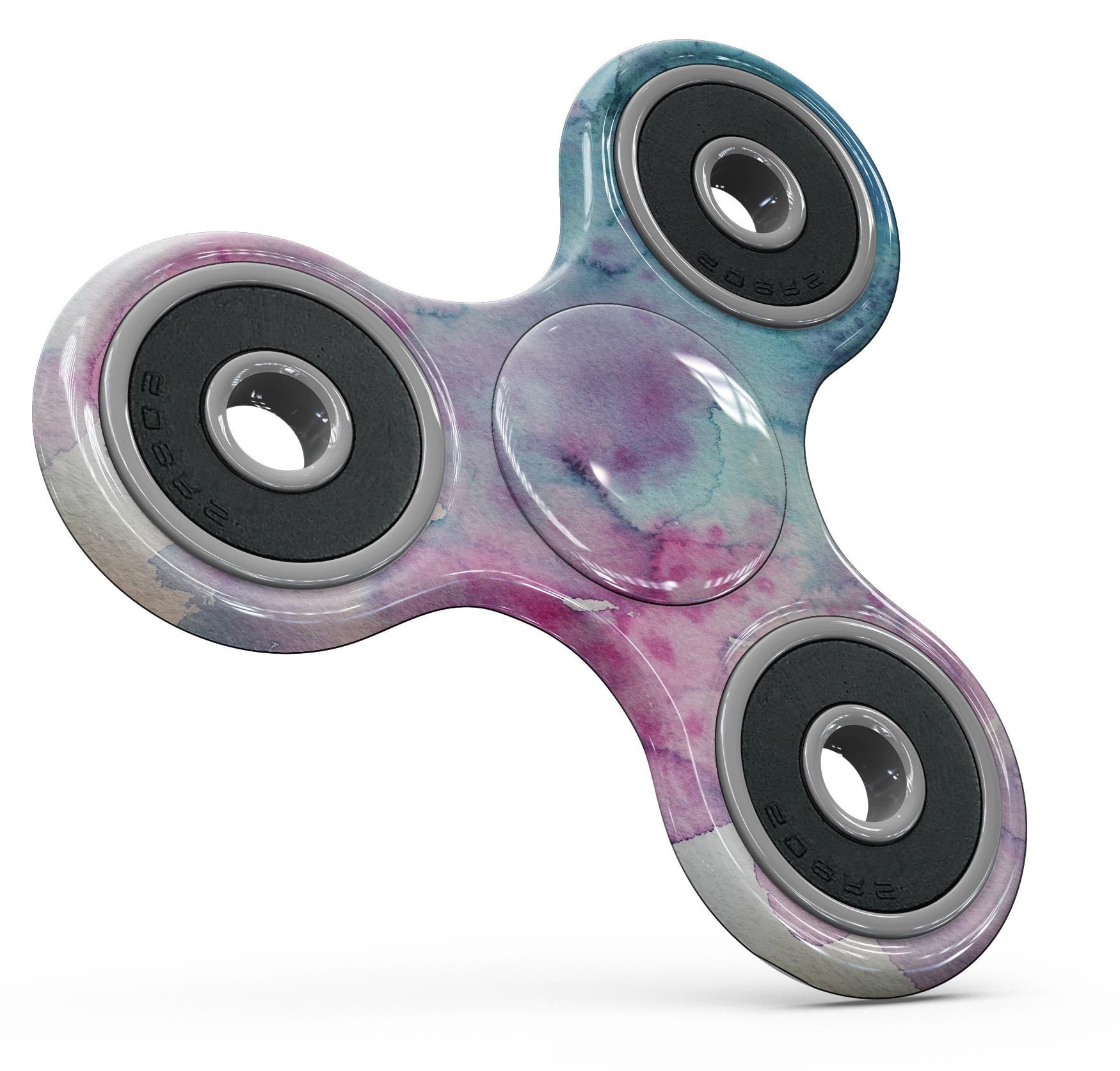 Blue 2 Absorbed Watercolor Texture Skin-Kit for fidget spinner, showcasing vibrant colors and a smooth finish.