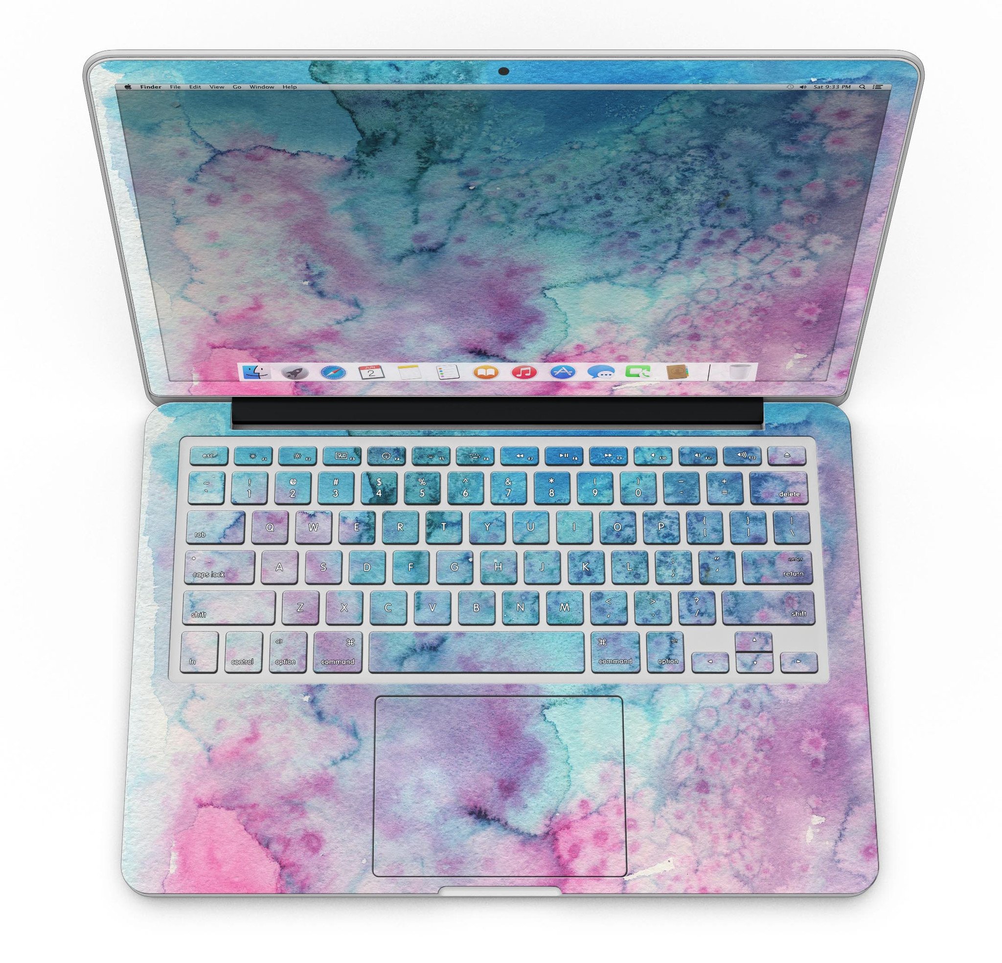 Blue 2 Absorbed Watercolor Texture skin for MacBook Pro with Retina Display, showcasing vibrant colors and a stylish design.