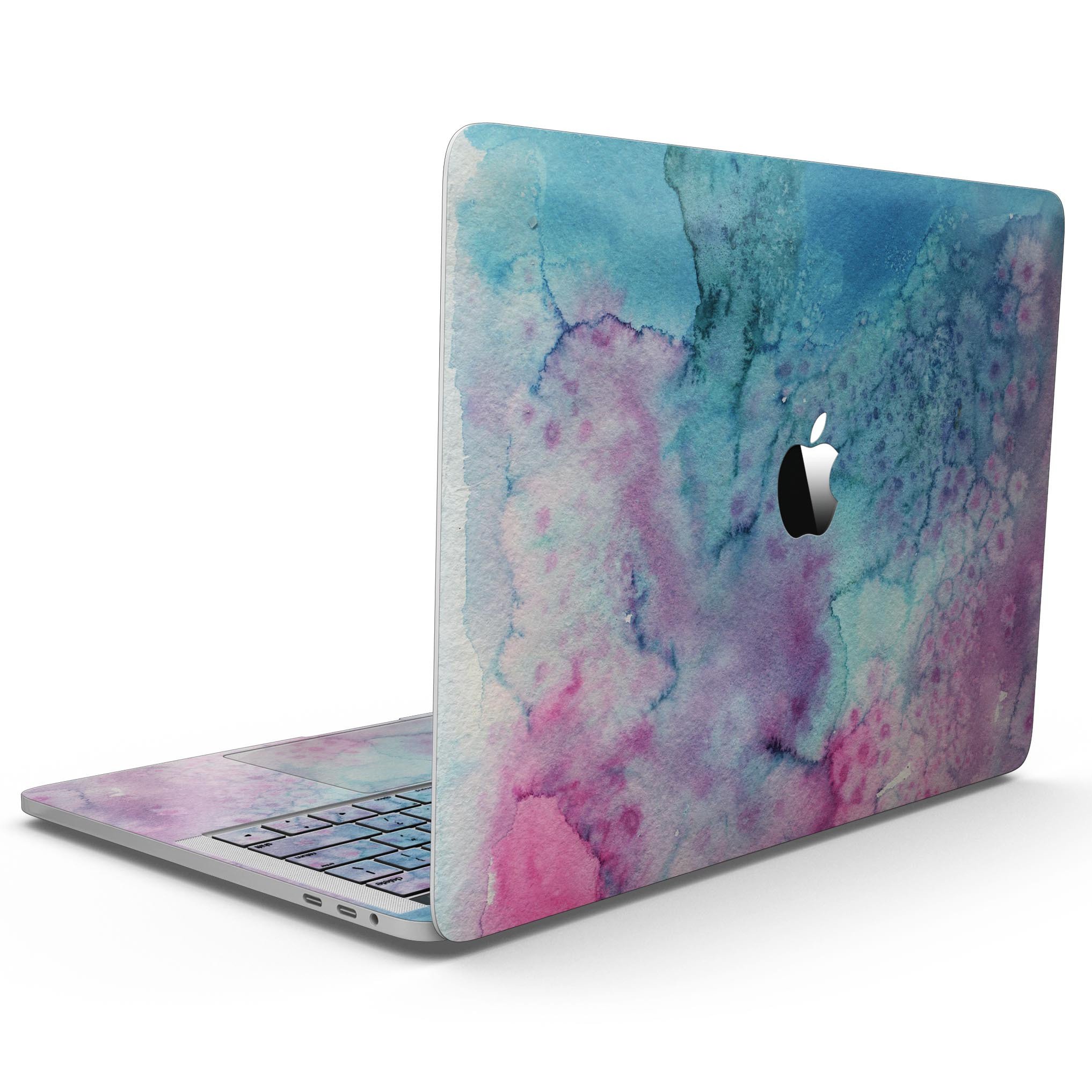 Blue 2 Absorbed Watercolor Texture skin for MacBook Pro with Touch Bar, showcasing vibrant colors and a stylish design.