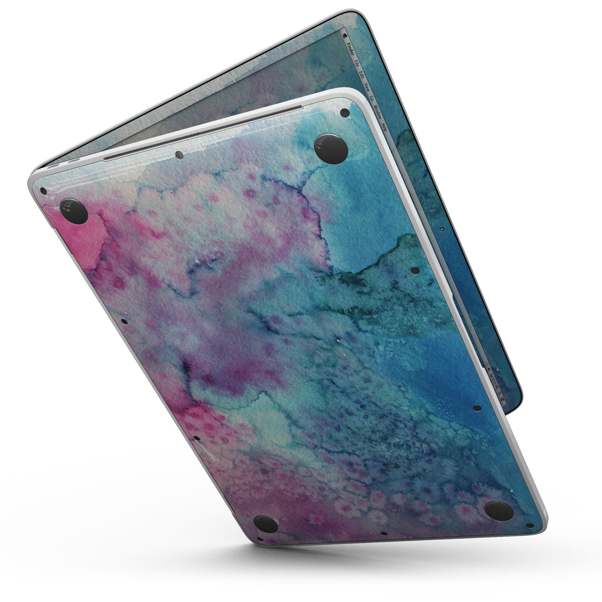 Blue 2 Absorbed Watercolor Texture skin for MacBook Pro with Touch Bar, showcasing vibrant colors and a stylish design.