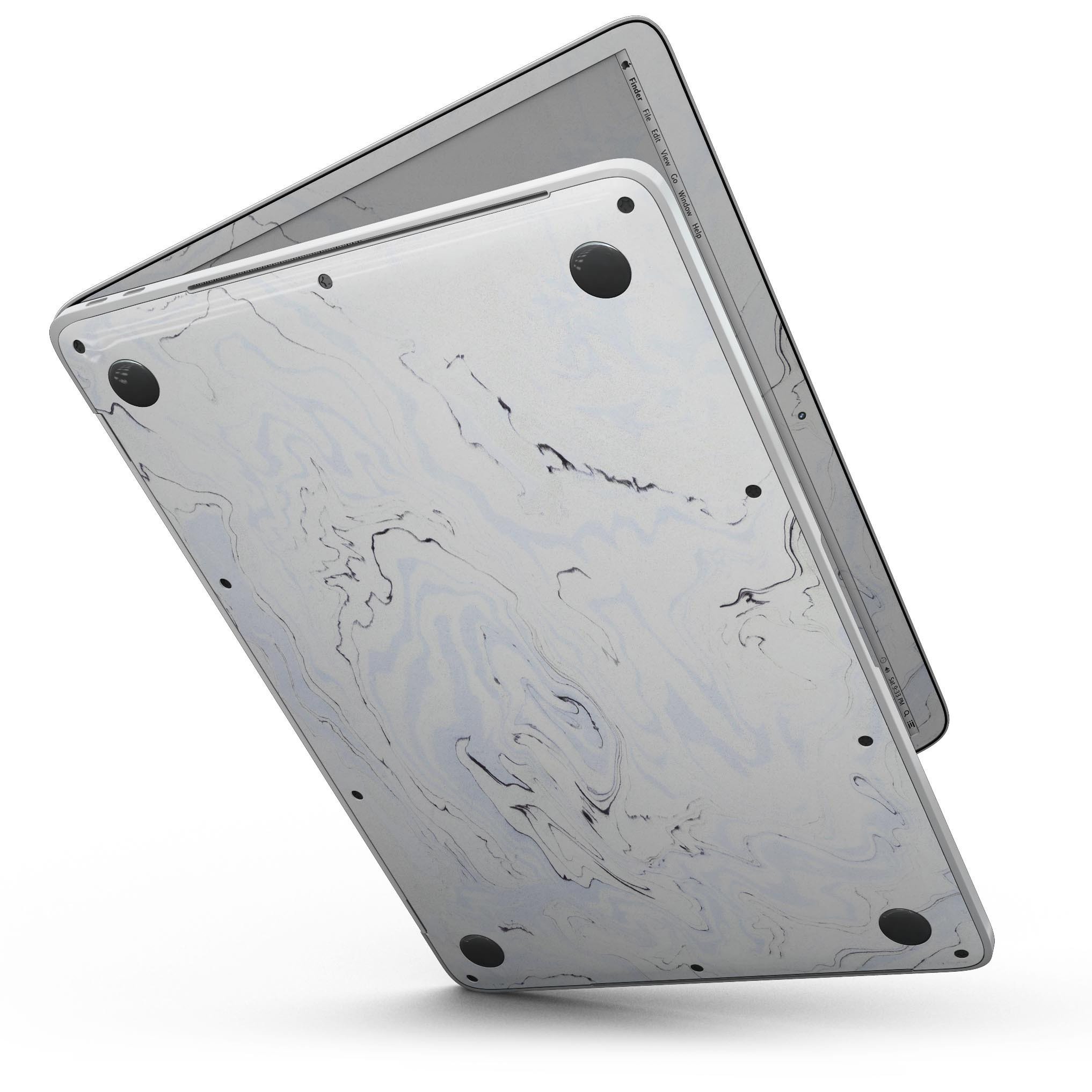 Blue 22 Textured Marble Skin Kit for 13" MacBook Pro without Touch Bar, showcasing a stylish marble design.