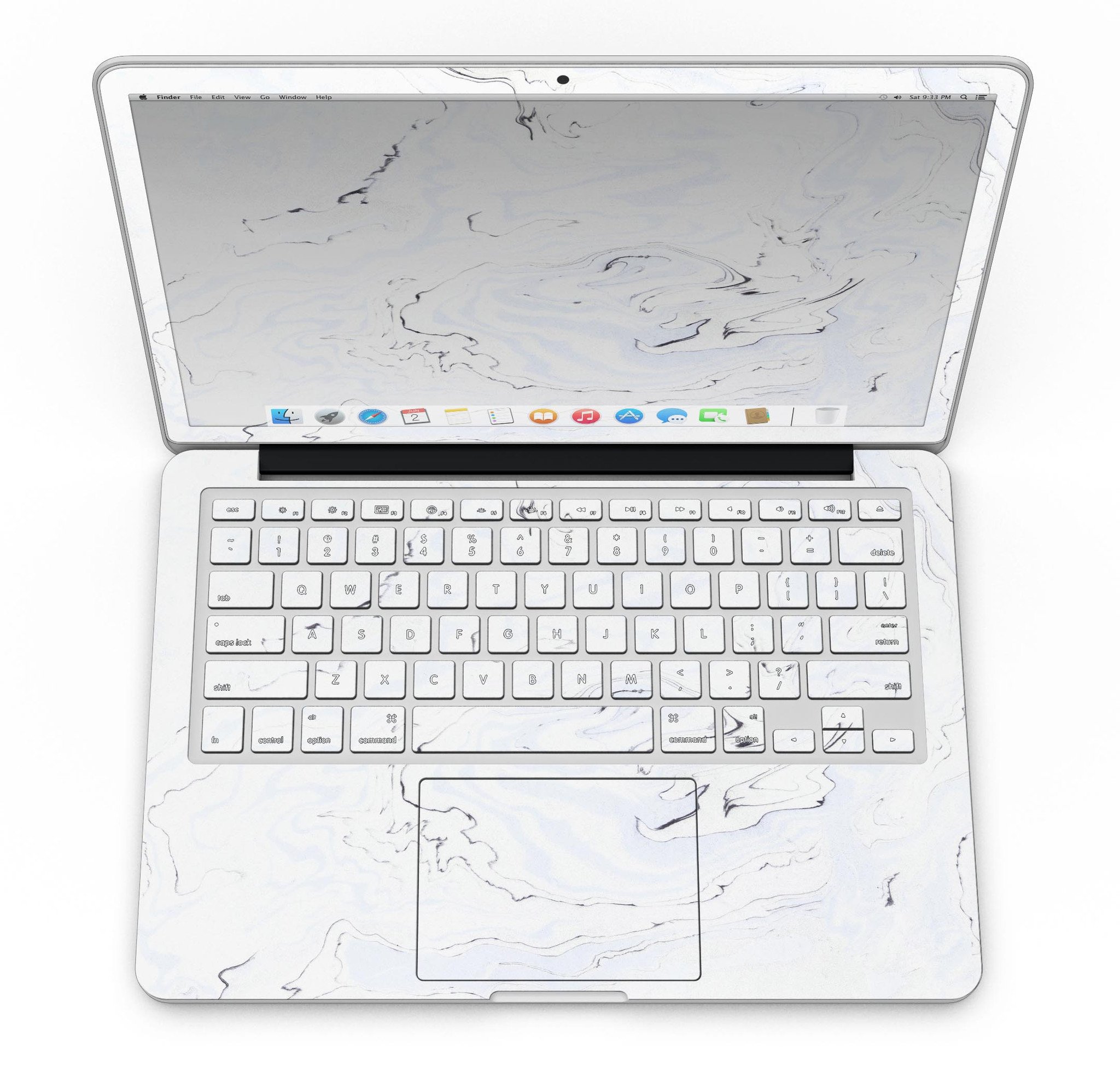 Blue 22 Textured Marble skin for MacBook Pro with Retina Display, showcasing a stylish marble design that protects the device.