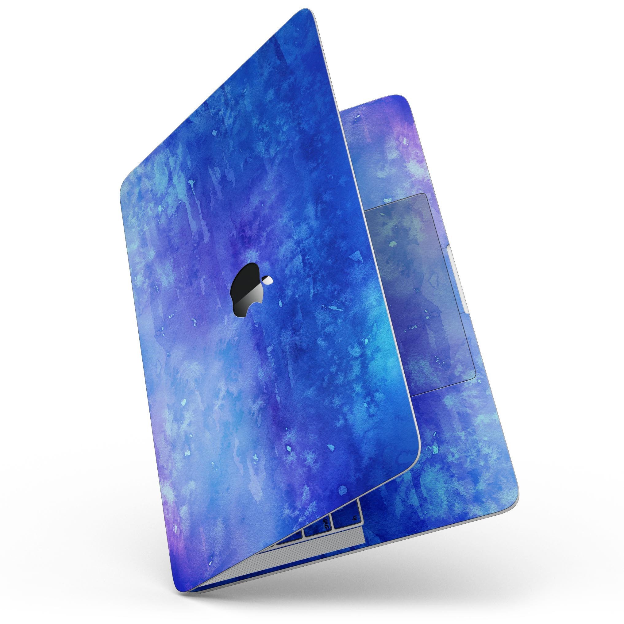 Blue 275 Absorbed Watercolor Texture skin for 13" MacBook Pro without Touch Bar, showcasing vibrant colors and artistic design.