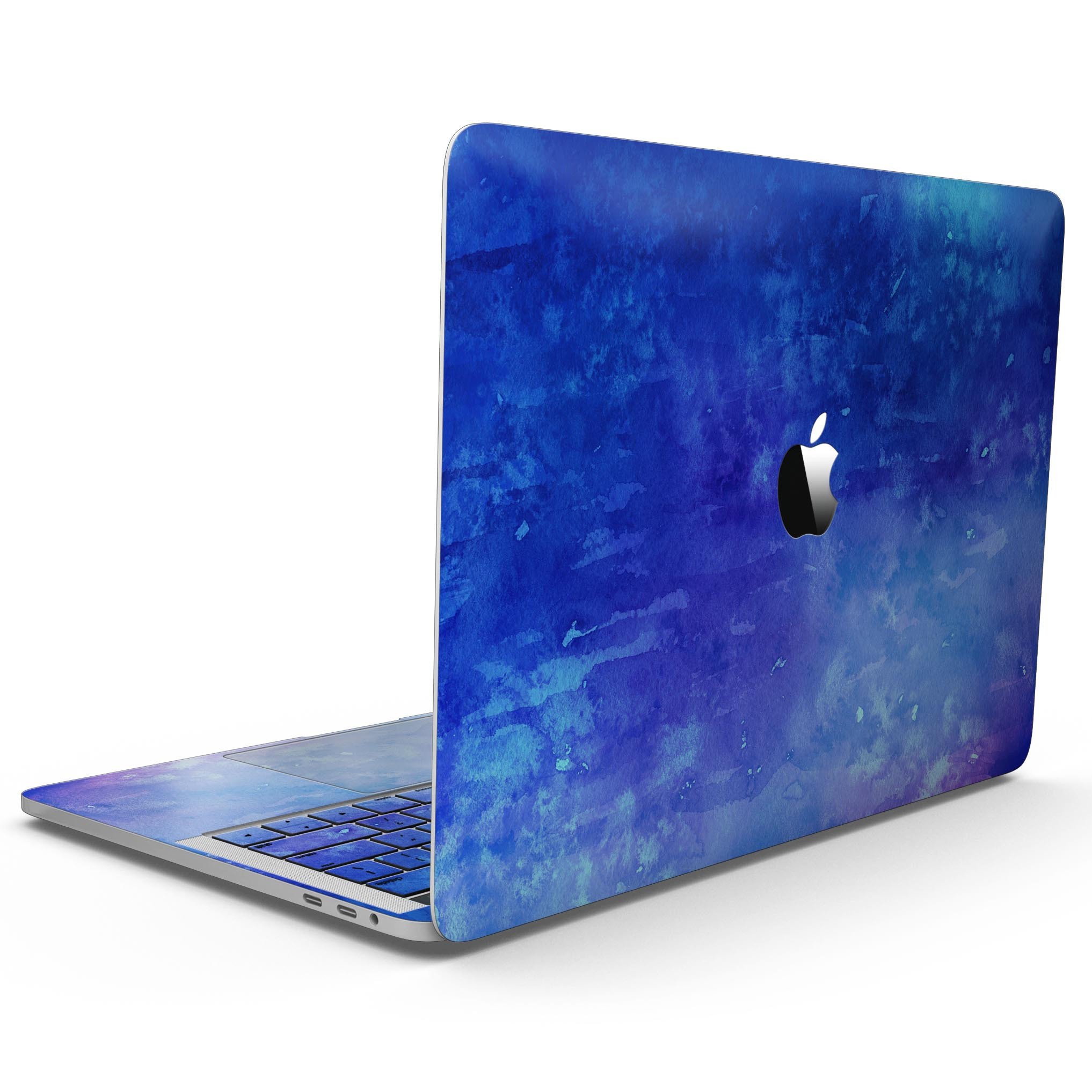 Blue 275 Absorbed Watercolor Texture skin for 13" MacBook Pro without Touch Bar, showcasing vibrant colors and artistic design.