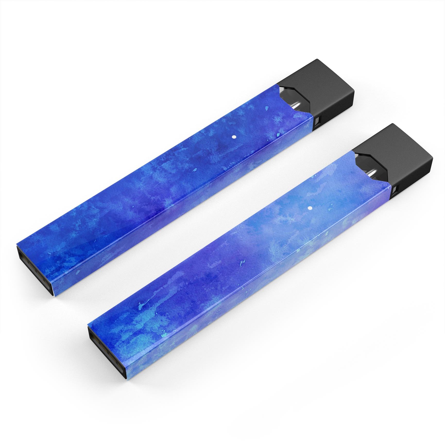 Blue 275 Absorbed Watercolor Texture decal for JUUL vaping device, showcasing vibrant colors and a protective finish.