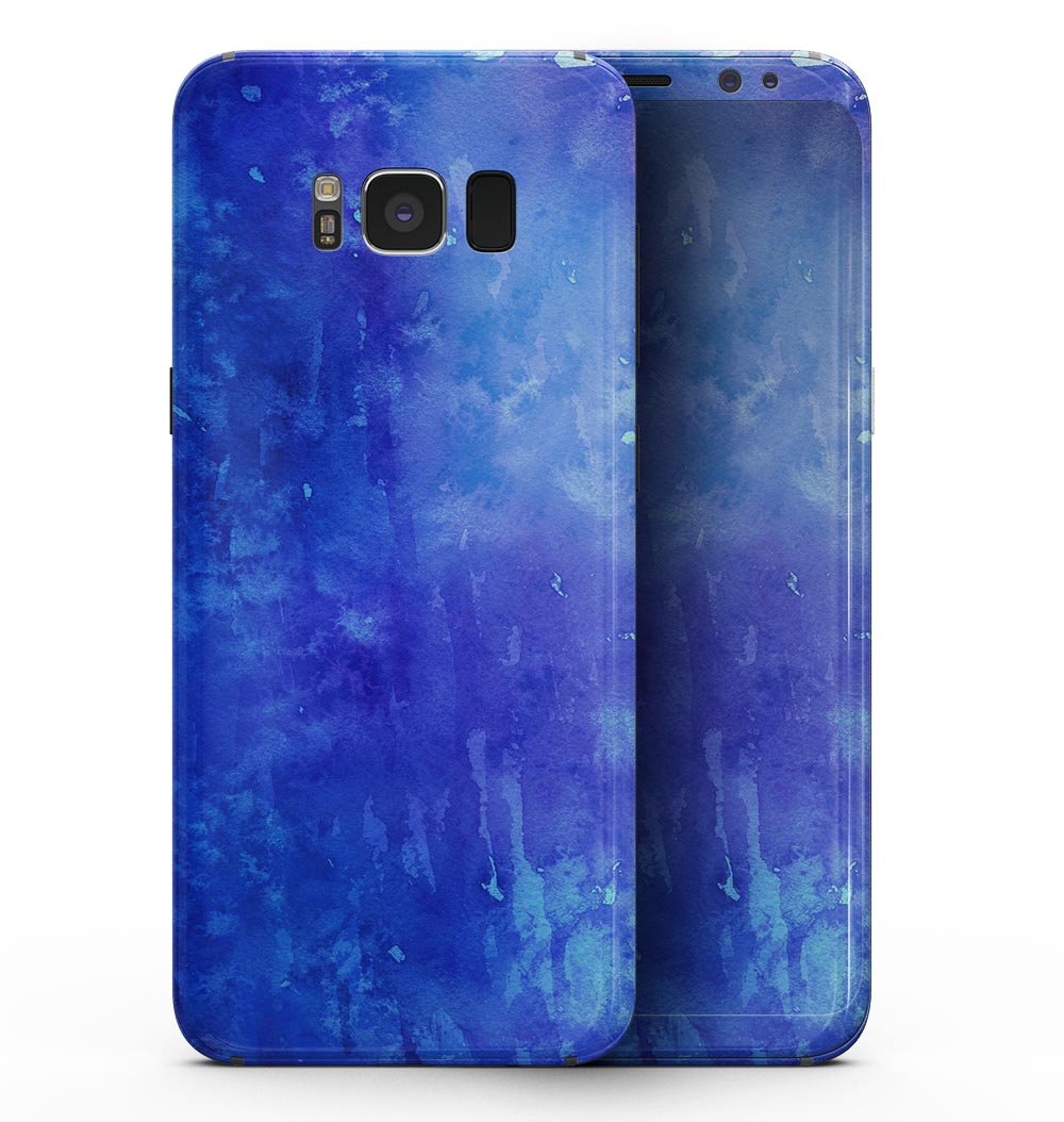 Samsung Galaxy S8 with Blue 275 Absorbed Watercolor Texture skin, showcasing vibrant colors and a sleek design.