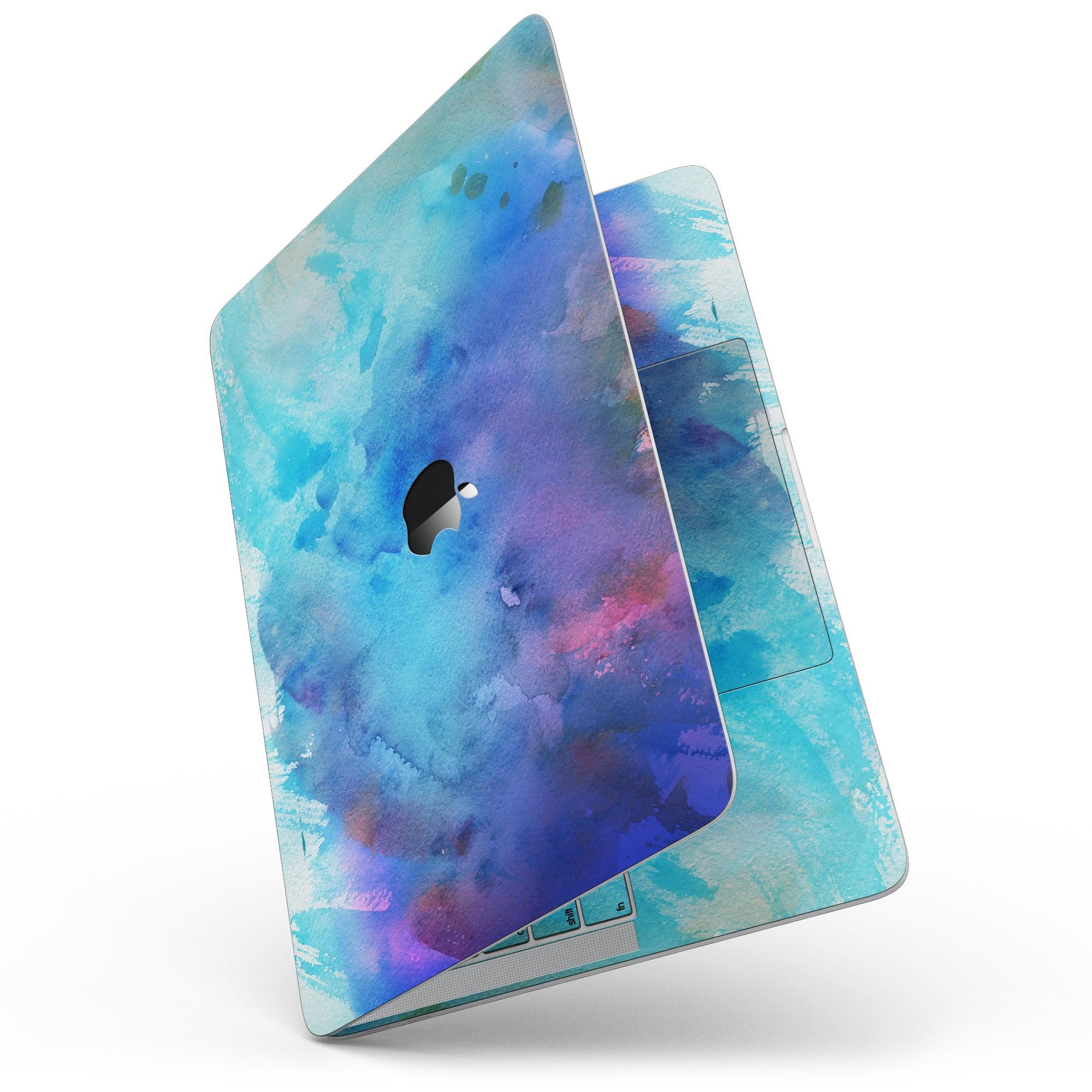 Blue 34222 Absorbed Watercolor Texture skin for 13" MacBook Pro without Touch Bar, showcasing vibrant colors and a sleek design.